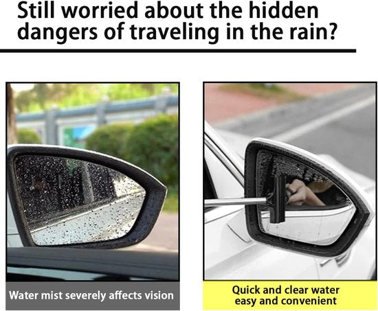 Rearview Mirror Wiper Blades - 2-Piece Set - Telescopic Rearview Mirror Wiper Blades - Portable Wiper Blades - Telescopic up to 98cm - Portable Cleaning Tool for All Vehicles (Black)