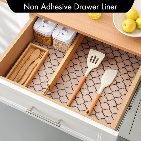 Drawer Mat - Kitchen Drawer Mat - Kitchen Cabinet Shelf Protector - Non-Adhesive, Waterproof EVA Drawer Mat, Easy to Cut to Size for Refrigerator, Cabinet or Chest of Drawers (Black, 11.8"W x 78.7"L)