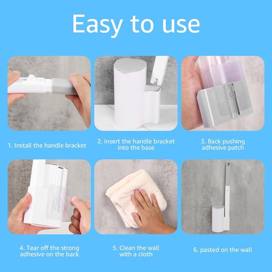 Toilet Brush Set with 24 Replaceable Heads - 360° Cleaning & Pre-assembled Cleaning Solution - Includes Storage Station
