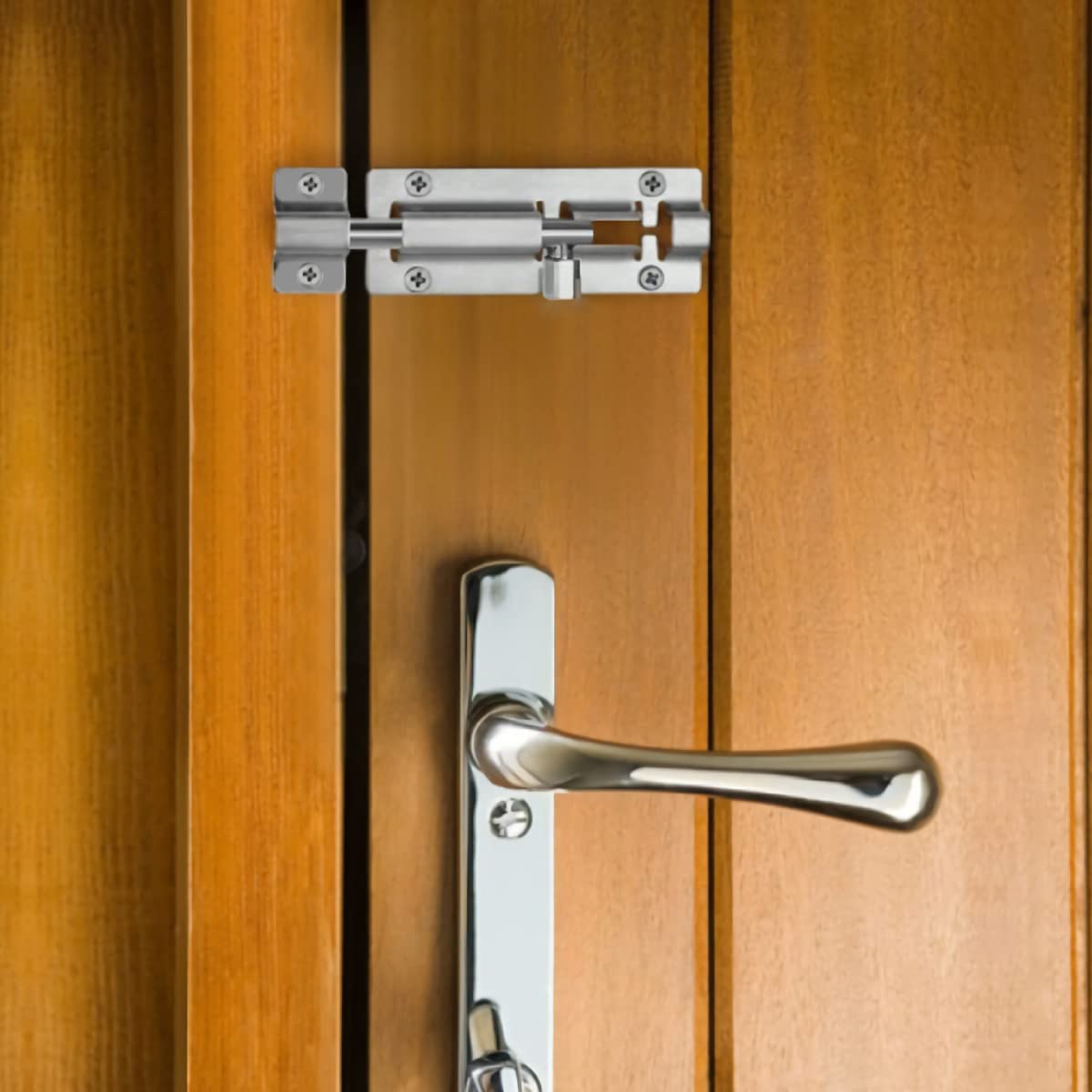 Door Latch - Sliding Latch Made of Stainless Steel 304 with Screws - Suitable for Bathrooms, Bedrooms, Sheds and Garden Toilets - 4" (97mm)