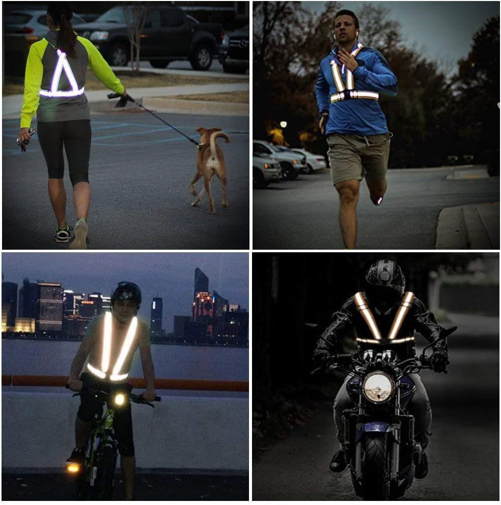 2 Pack High Visibility Reflective Safety Vests, Adjustable Running Gear for Cycling, Jogging, Walking and Night Exercise, Blue