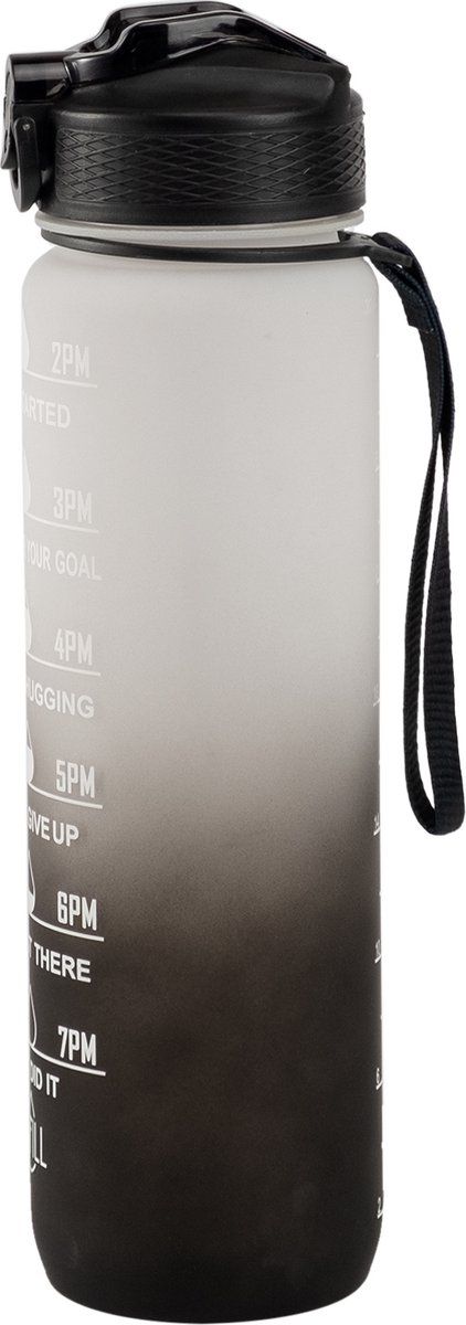 Motivation Water Bottle White, 1 Liter Drinking Bottle, Water Bottle with Time Marking, Children's Drinking Bottle, On Hydration Challenge