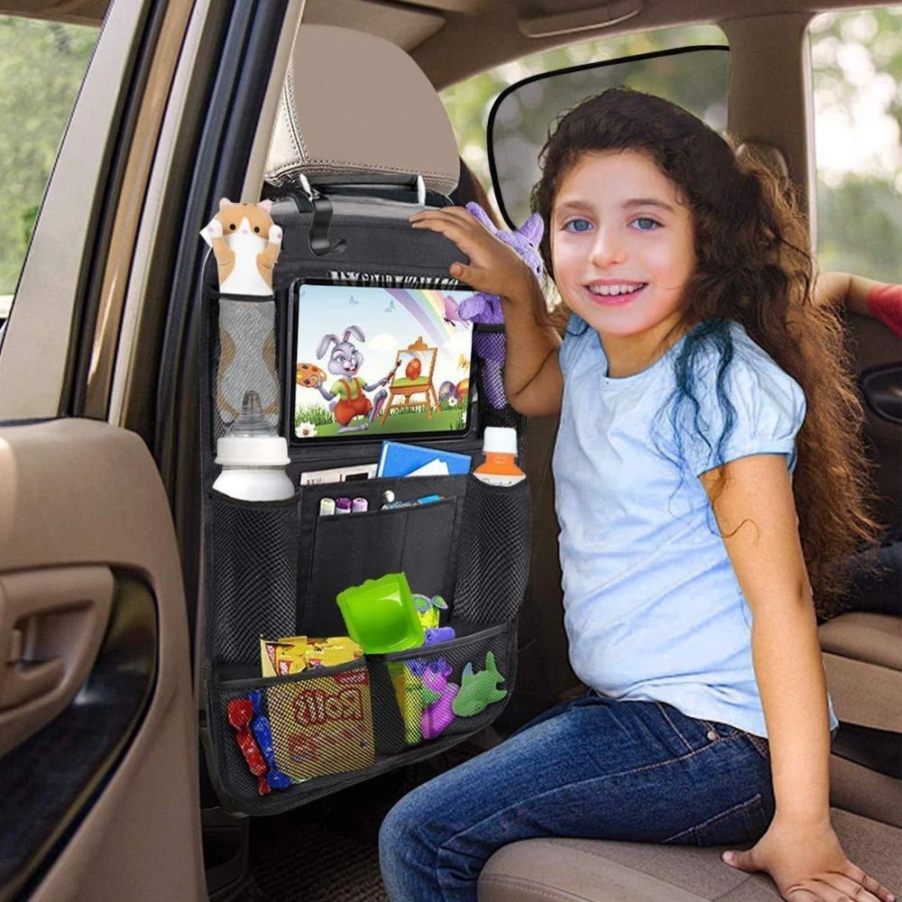 pcs Car Back Seat Storage Bag, Kick Protection Protector with Touch Screen Holder for Tablet, for Children in the Replacement Part