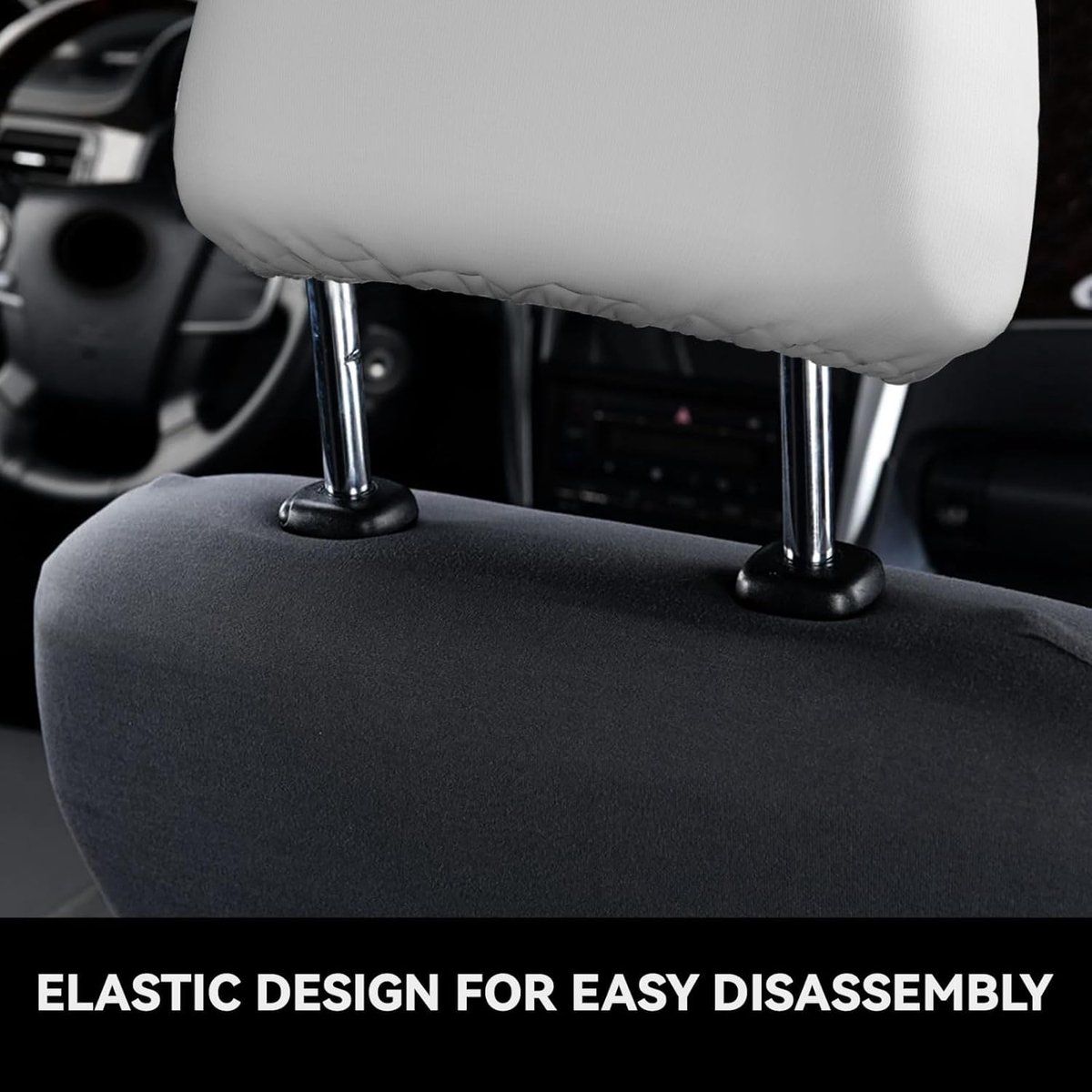 2 Pack, Car Seat Headrest Covers, Car Headrest Cover Set, Washable, Car Interior Accessories, Car Interior Accessories Protective Covers, White