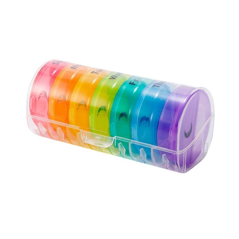 Weekly Pill Organizer 7-Day, 2 Times a Day Morning Evening 14-Compartment Pill Case, Portable Travel Medicine Container with Secure Lock