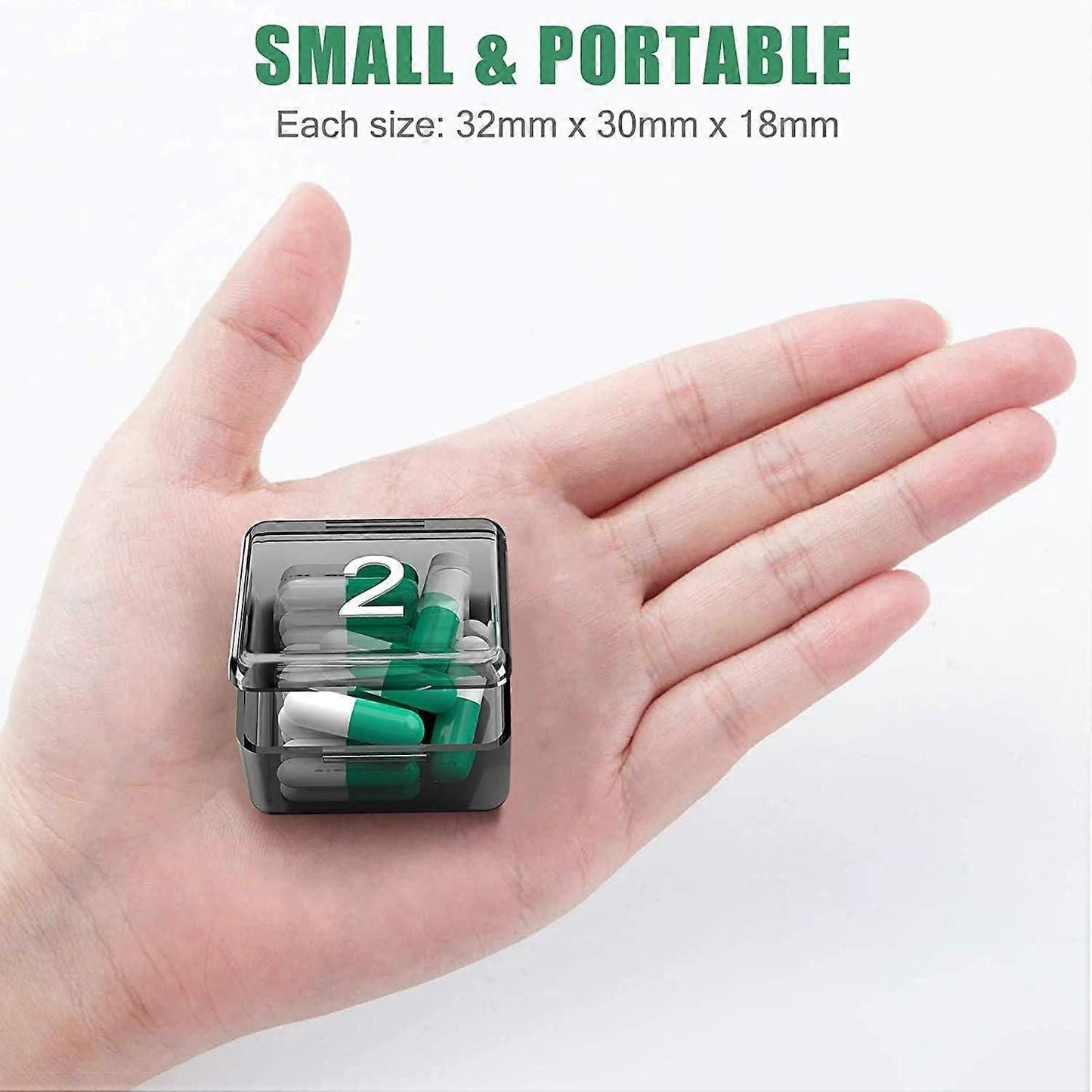 Monthly Pill Organizer Once a Day, 30-Day Easy Open Pill Case with Large Compartments for Travel, Transparent, Black