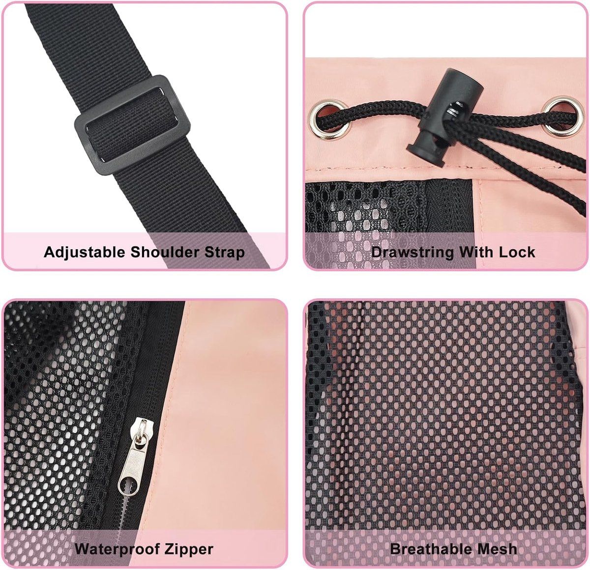 Gym Bag, Separation of wet and dry items, Portable sports bag, Drawstring backpack, Adjustable straps, quality water, resistant quality, Pink
