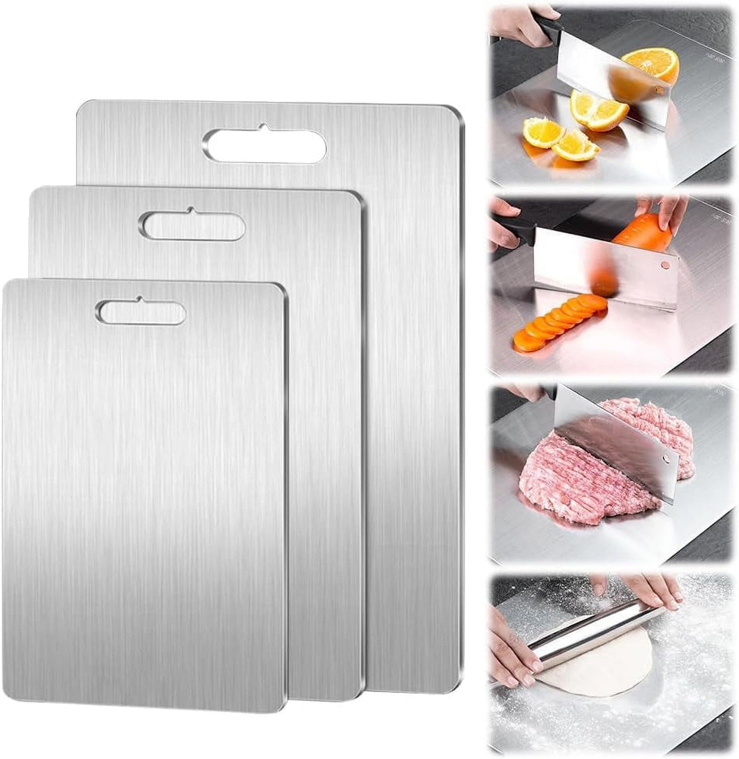 New Titanium Cutting Boards - 100% Pure Titanium Cutting Boards for Kitchen - Cutting Edge Hygiene & Durability, Double Sided Medical-grade Titanium Cutting Mat from Japan (15 x 11 in) 15" x 11"