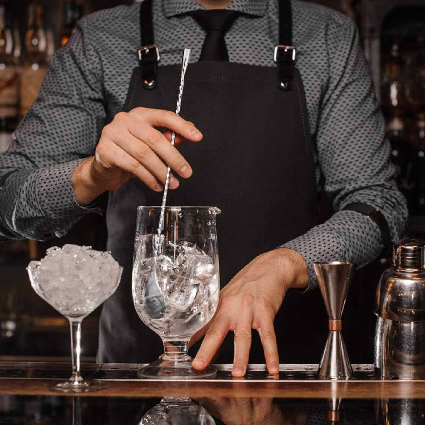 Bar Spoon Cocktail Mixing Stirrers for Drink, Stainless Steel 12 Inches Long Handle, Silver 4 Pieces
