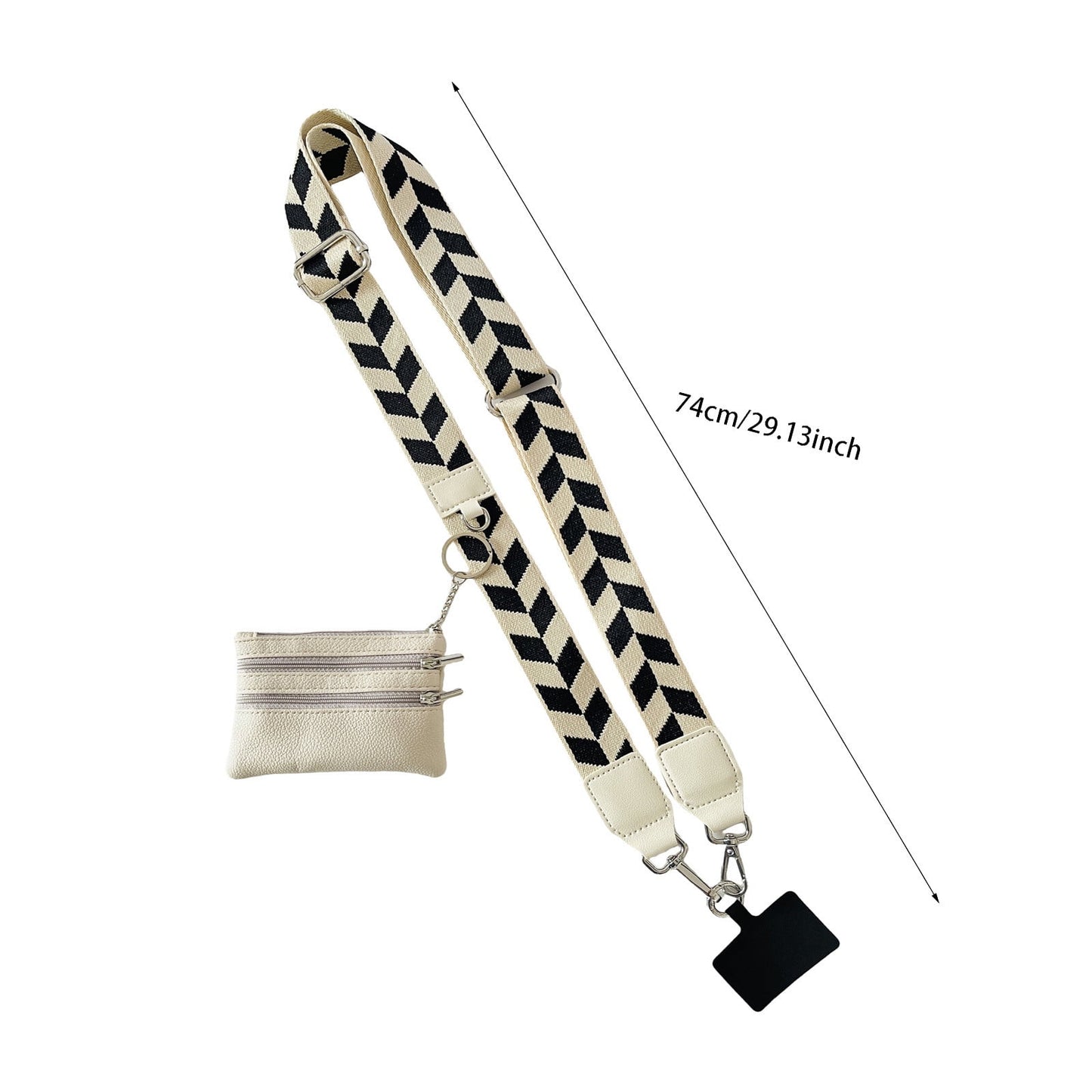 Clip and Go Phone Strap with Zipper Pouch,Crossbody Adjustable Chain Lanyard with PU Leather Wallet for All Phones Brown