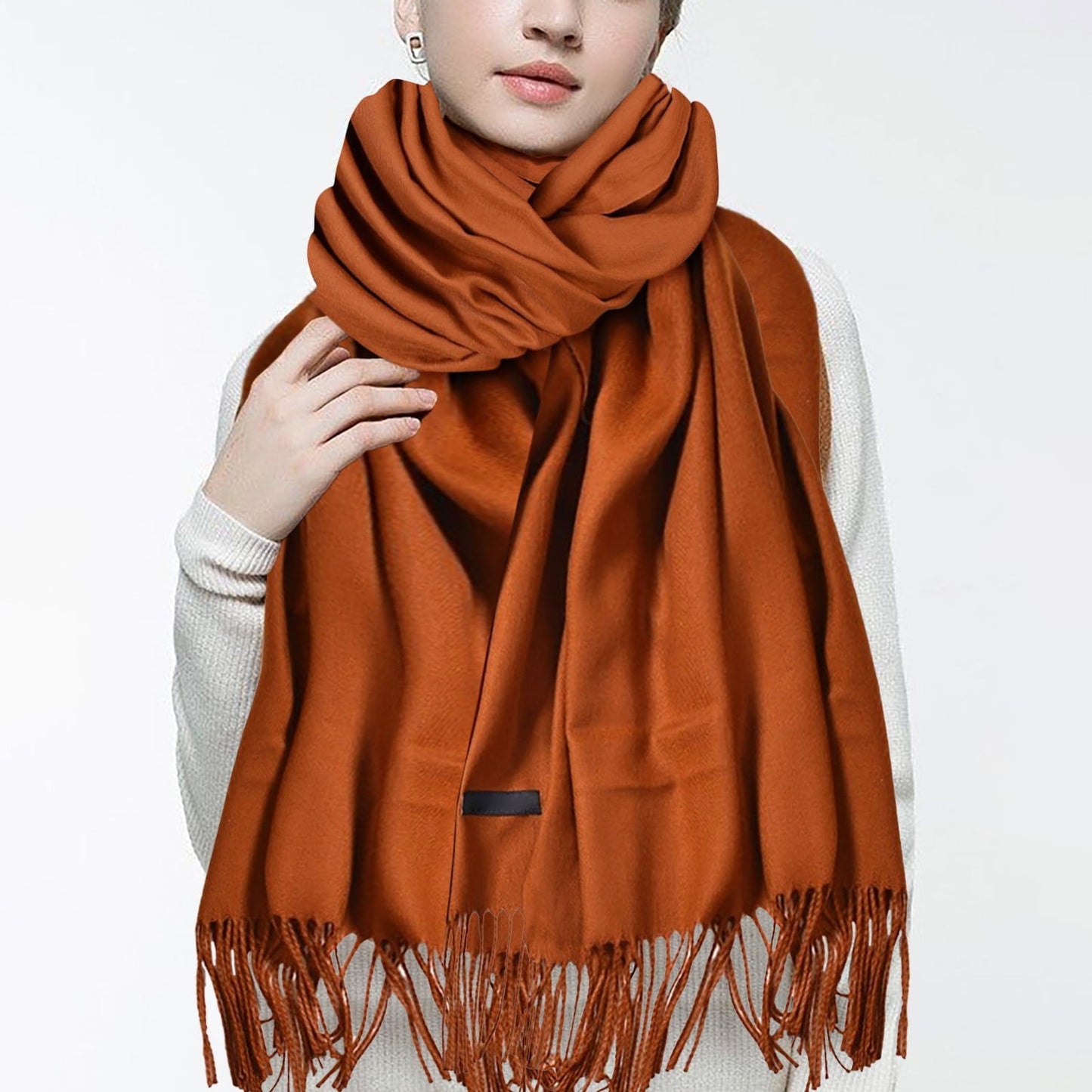 Delayuji Pashmina Scarf for Women Scarf for Women Women Pashmina Scarf Soft Solid Plain Shawl Wrap Fashion Warm Neck with Fringes A Red A Gray