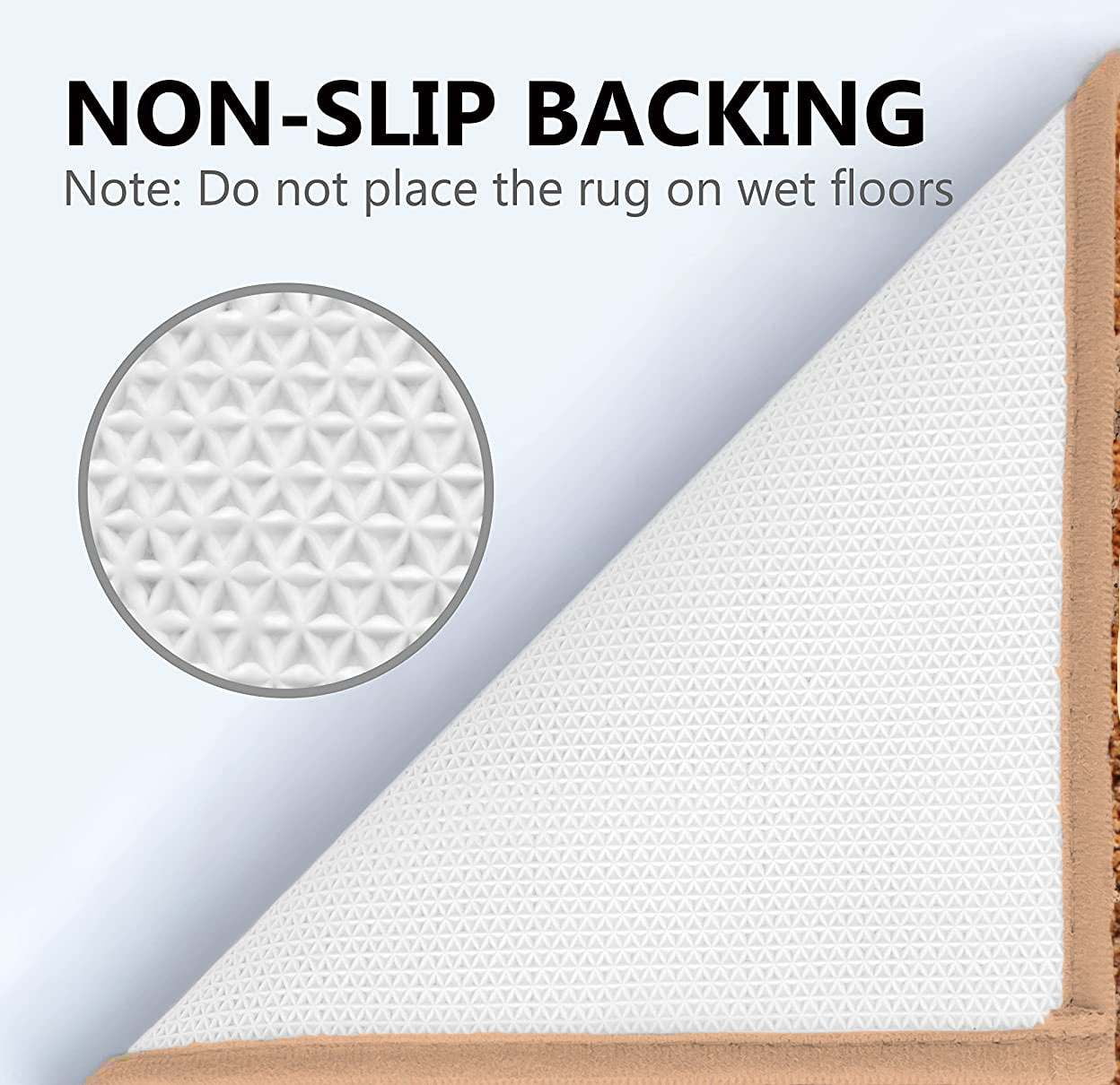 Gorgeous Home Linen Bathroom 6 Modern Solid Print 3-Count Grey Polyester Bath Rugs, 18 x 28, Non-Slip Backing Navy Blue