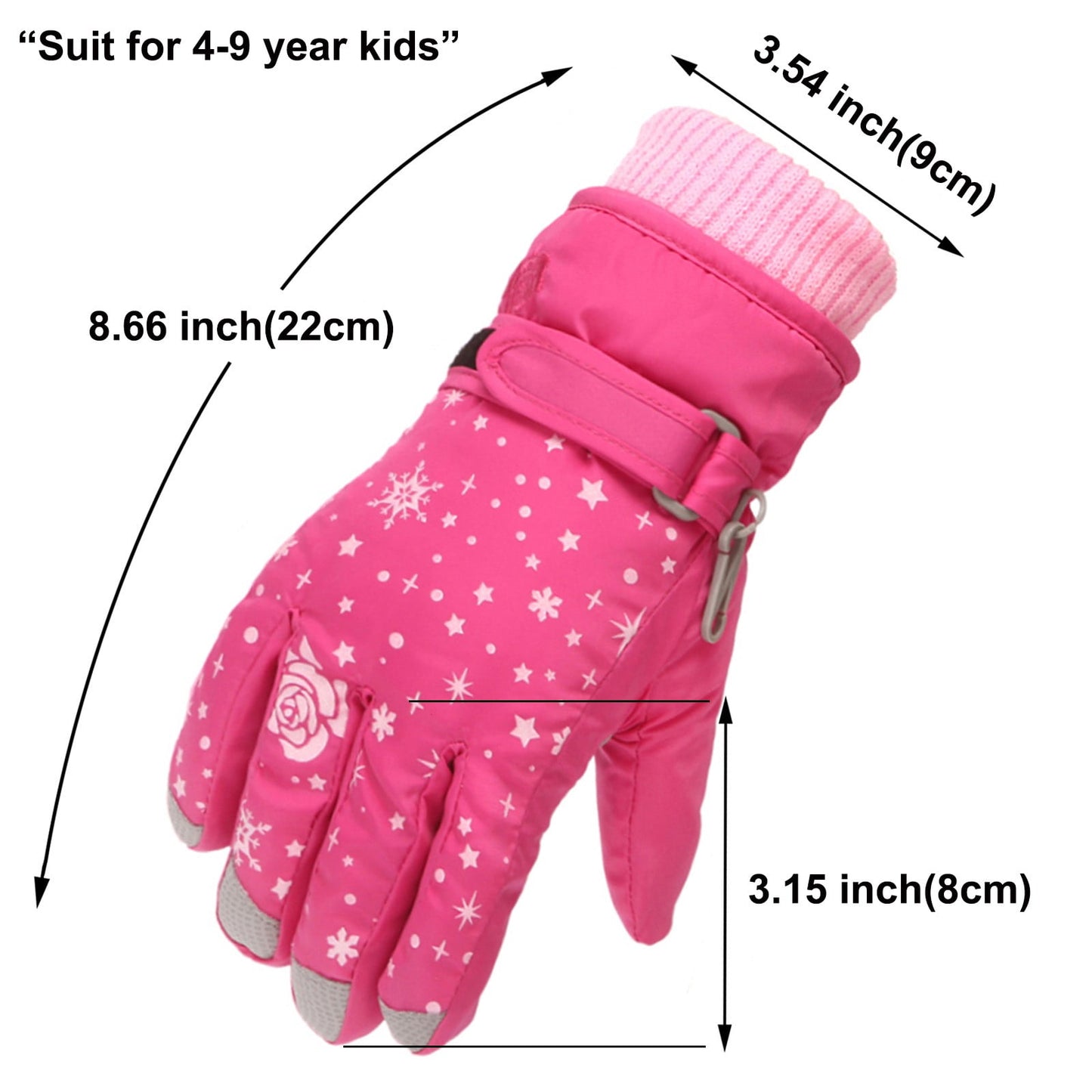 TAIAOJING Kids Winter Snow Ski Gloves Kids Winter Warm Windproof Cold Weather Outdoor Sports Gloves For Boys Girls Snow Gloves Ski Gloves One Size Z8 Pink