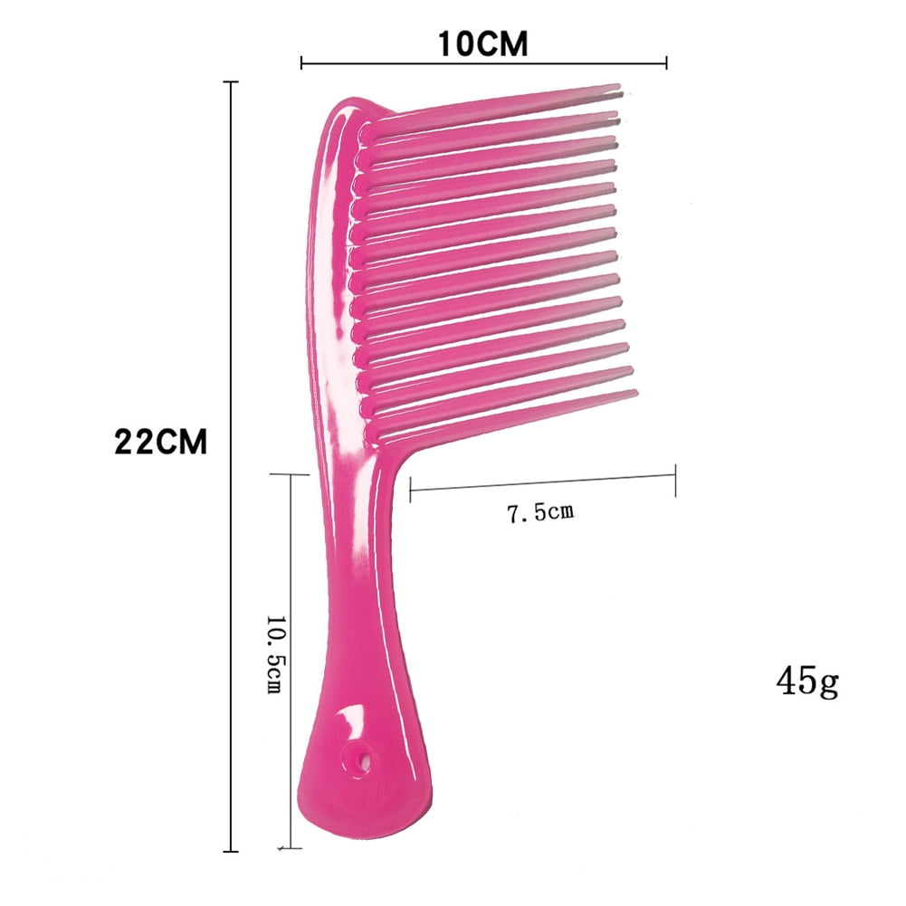 Large Wide Tooth Comb Handle Detangling Reduce Hair Loss Brush Tool (Black) Pink