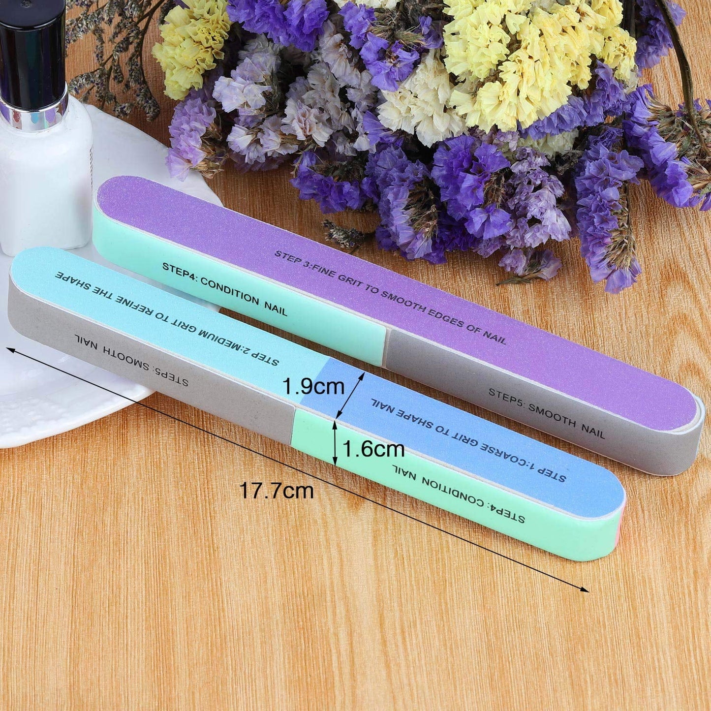 Visland 7 Way Nail File and Buffer Block Nail Buffering Files 7 Steps Washable Emery Boards Professional Manicure Tools Random Color-1PC