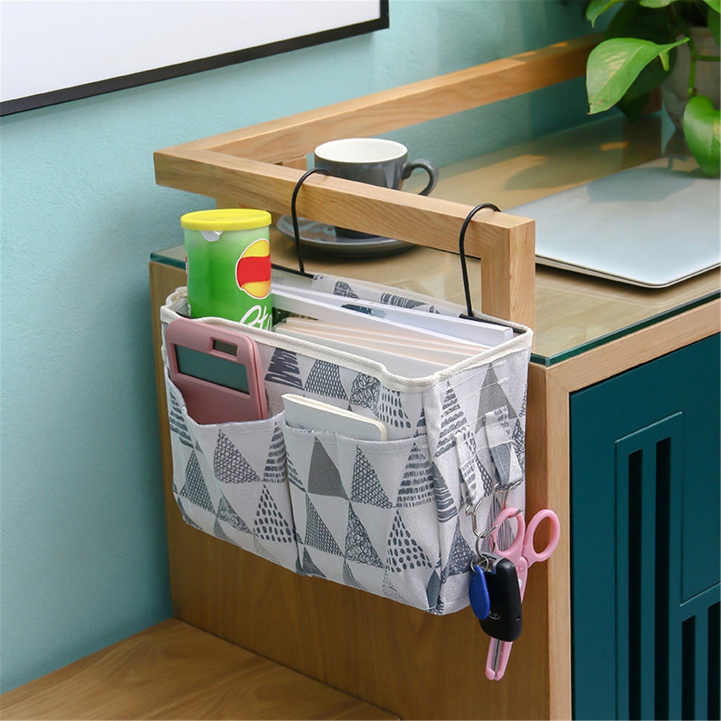 Jierger Bedside Caddy Hanging Bed Organizer Storage Bag Pocket for Bunk and Hospital Beds, College Dorm Rooms Baby Bed Rails, Camp 4 Pockets One Size Z-A 2PCS