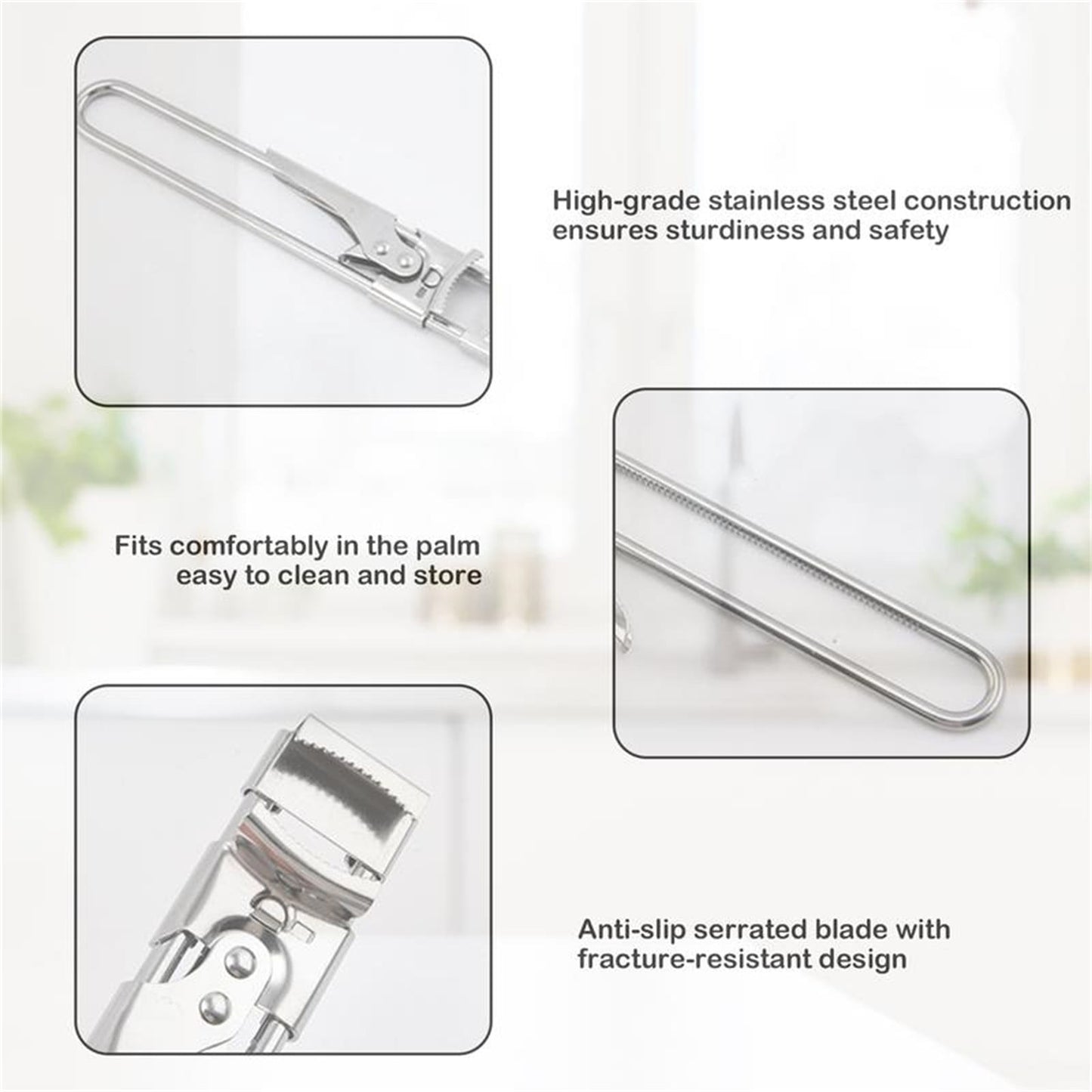 SHAOTELLME Stainless Steel Can Opener Manual Multifunctional Labor Saving Can Opener Kitchen Creative Can Opener Tool Easily Open Cans Of Various Sizes, 3PC Silver
