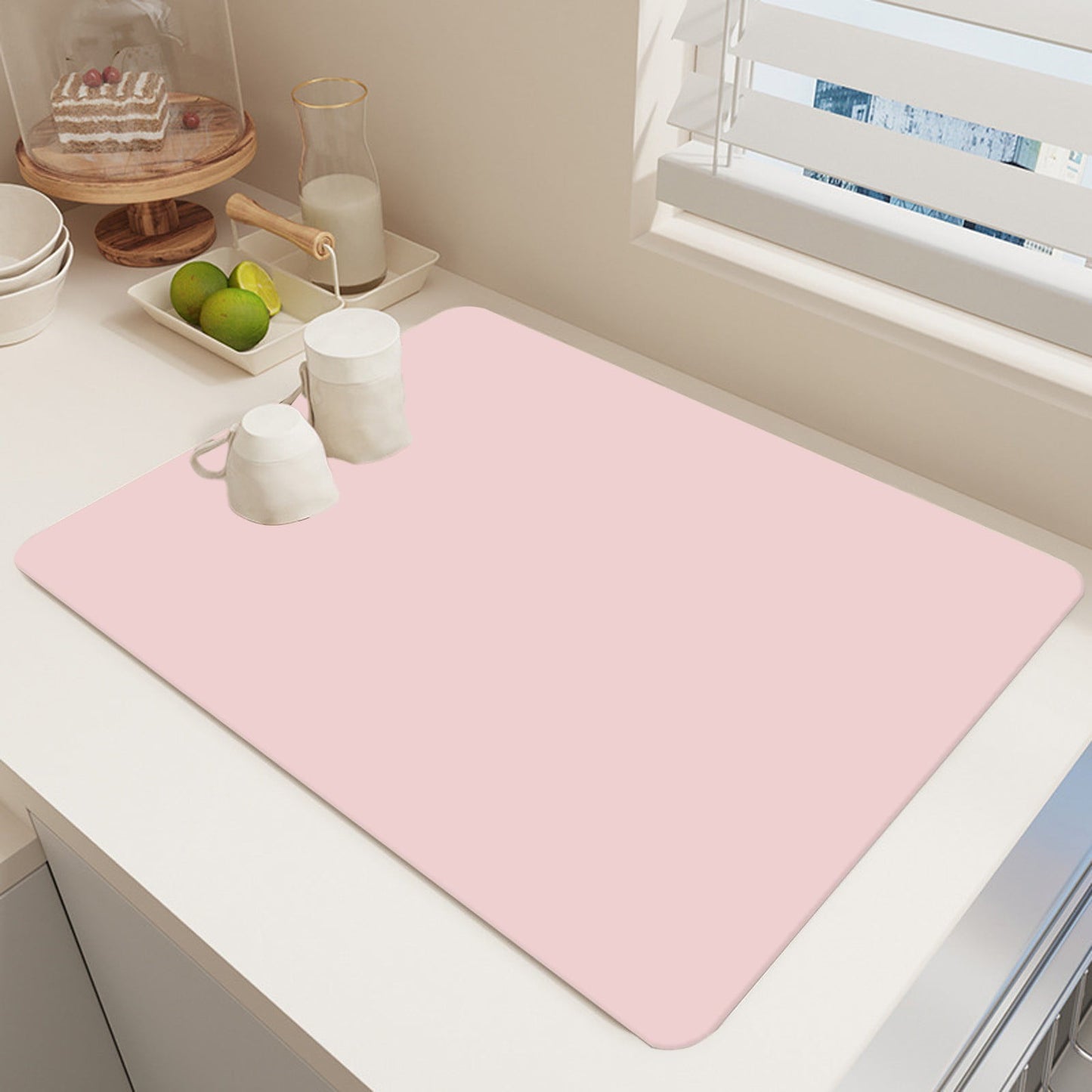 Clearance Under $1 Boovnll Dish Drying Mat, 12x16" High Absorbent & Soft Dish Drainer, Diatomite Drying Matt Kitchen Counter for Kitchen Countertops, Sinks, Draining Racks, Drying Mat Hot Pink