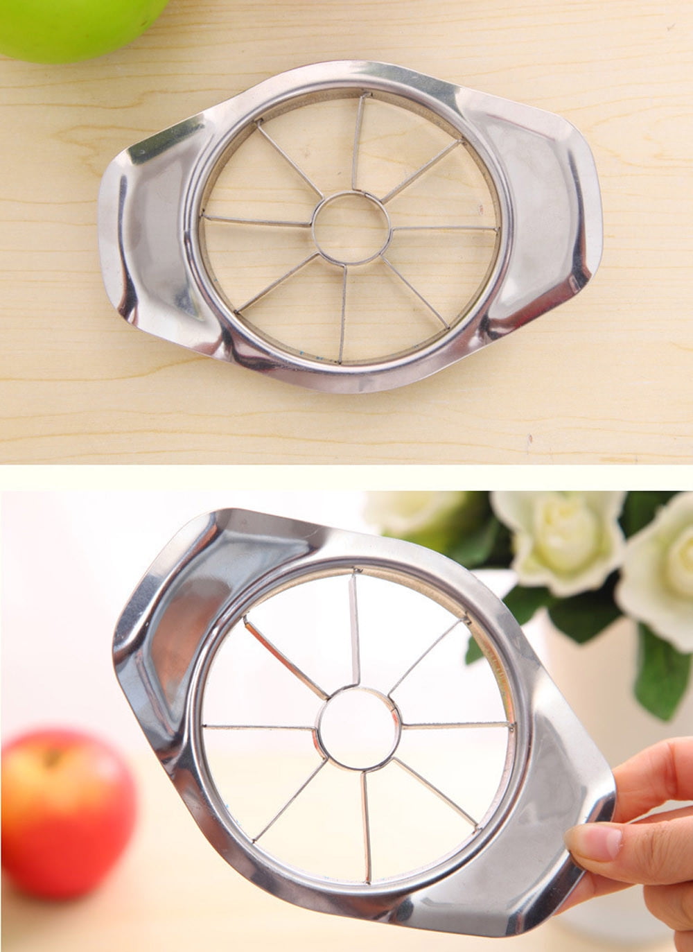 PALIFEUR Stainless Steel Apple Slicer Easy Cut Apple Corer 8-Slice Thin Apple Slicer and Corer Classic Apple Cutter Sturdy,Easy to Use,Time-Savi Silver