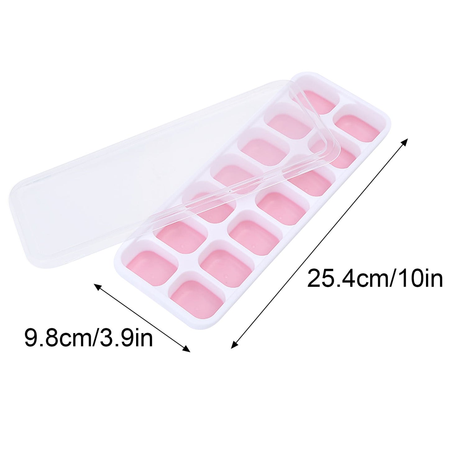 PALIFEUR Silicone Ice Cube Tray 2 Pack Easy-Release & Flexible 14-Ice Cube Trays with Avoid Spill Removable Lid, Stackable Ice Trays with Ice Covers for Freezer Pink