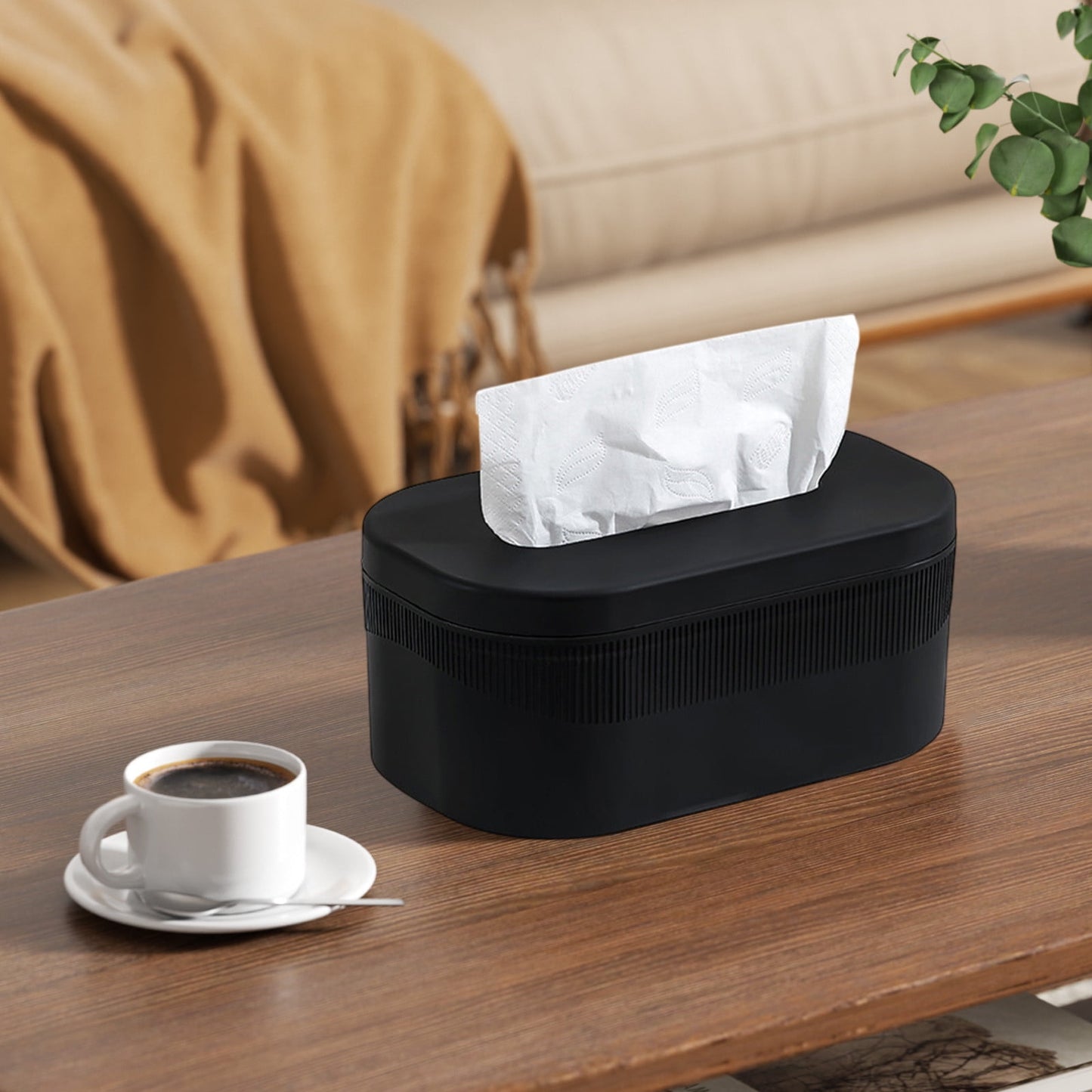PALIFEUR Tissue Box Cover Rectangle, Extremely Austere Napkin Facial Tissue Holder, Convenience Kleenex Box Covers for Bathroom Toilet Bedroom Living Room Table Desk Office #1_Black