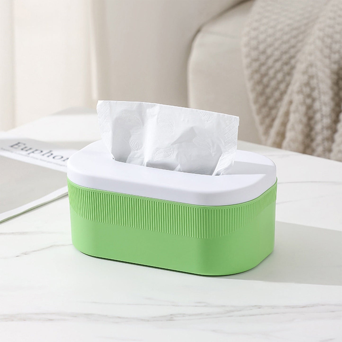 PALIFEUR Tissue Box Cover Rectangle, Extremely Austere Napkin Facial Tissue Holder, Convenience Kleenex Box Covers for Bathroom Toilet Bedroom Living Room Table Desk Office #1_Green