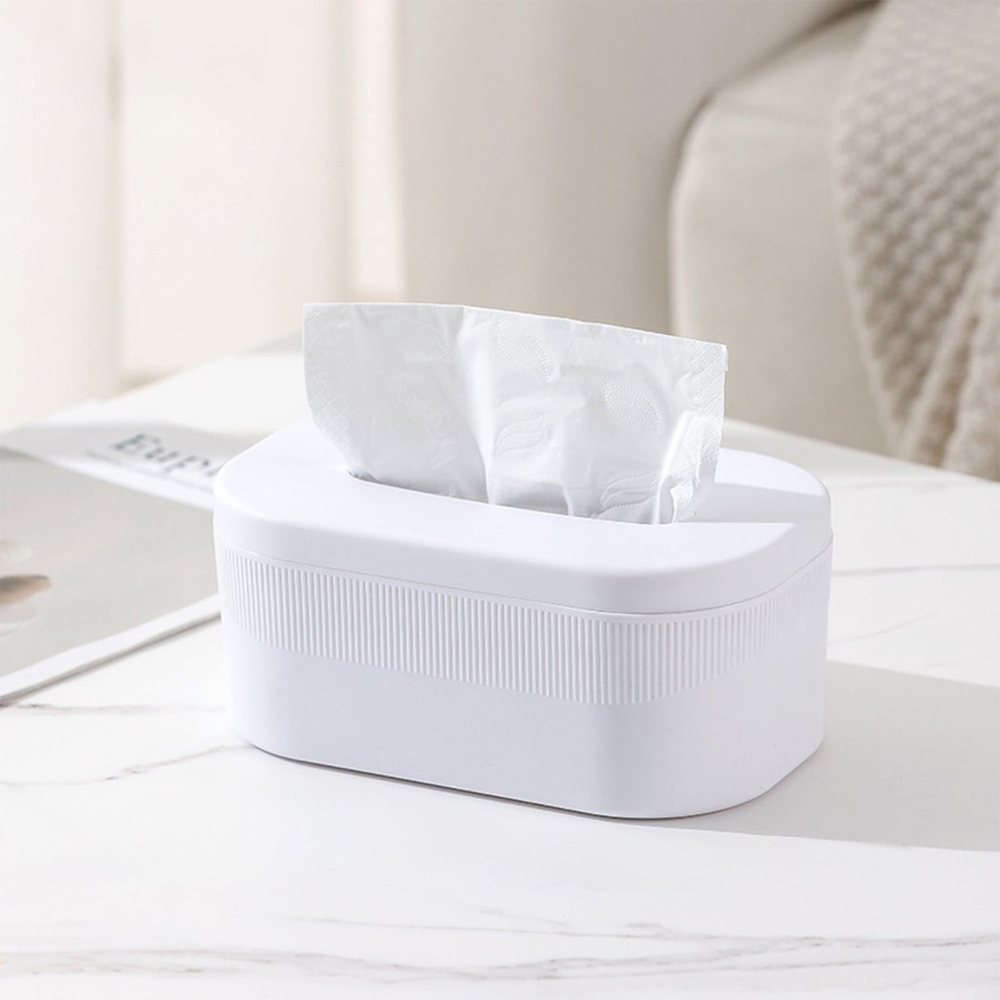 PALIFEUR Tissue Box Cover Rectangle, Extremely Austere Napkin Facial Tissue Holder, Convenience Kleenex Box Covers for Bathroom Toilet Bedroom Living Room Table Desk Office #1_White