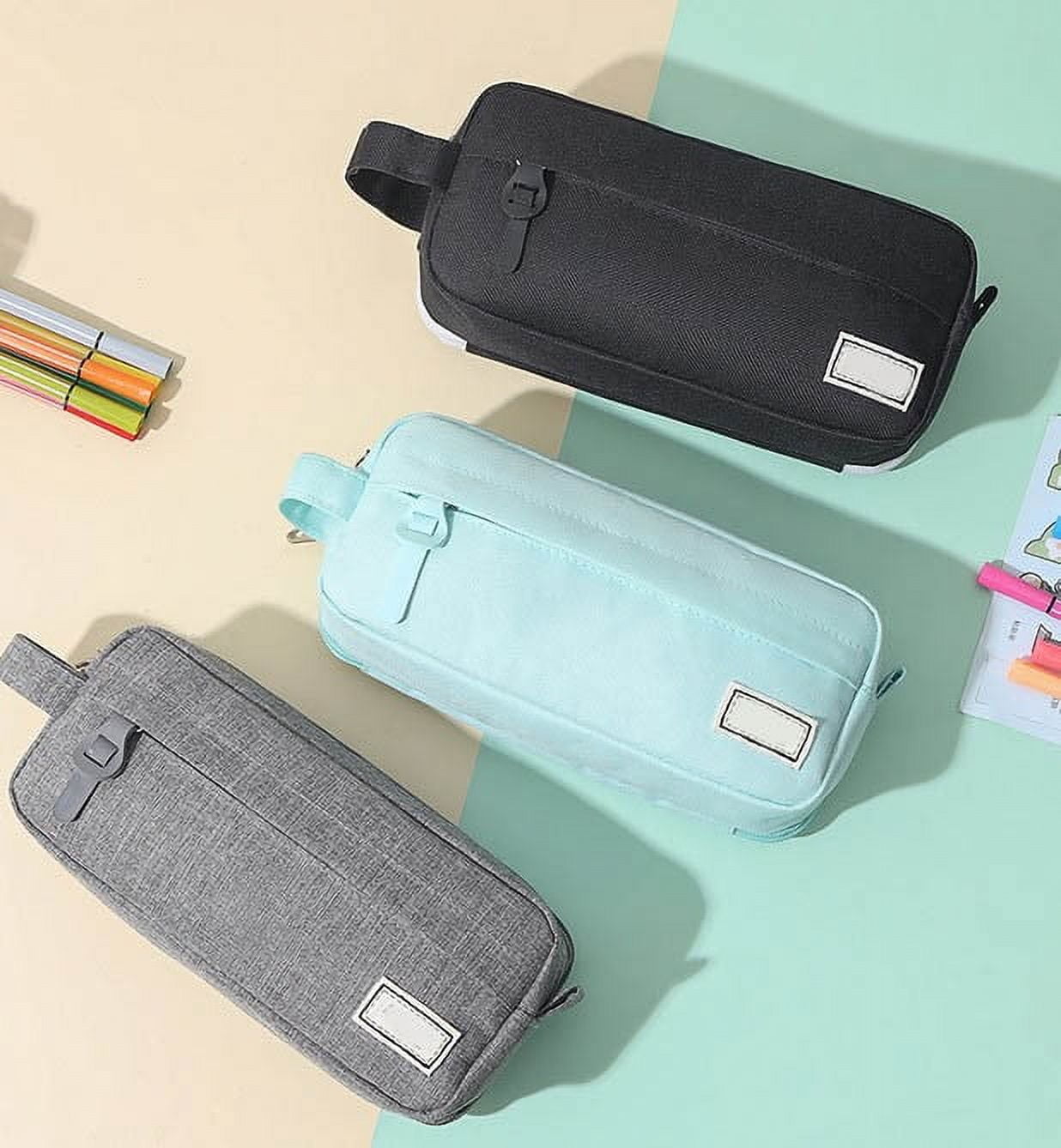 PALIFEUR Pencil Case Large Capacity Pencil Pouch, Multi-layer Aesthetic Pen Bag, Sturdy Multifunctional Pencil Bag, Pencil Box, Sky Blue Z-3-Blue
