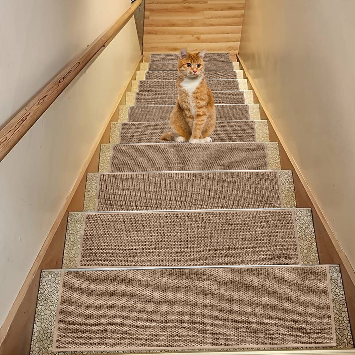 PALIFEUR Stair Treads for Wooden Steps, Soft Stair Treads, 8 x 30 Inch Reusable Carpet Stair Treads, Washable Stair Runners for Wooden Steps Non Slip Stair Rugs #5_Gray