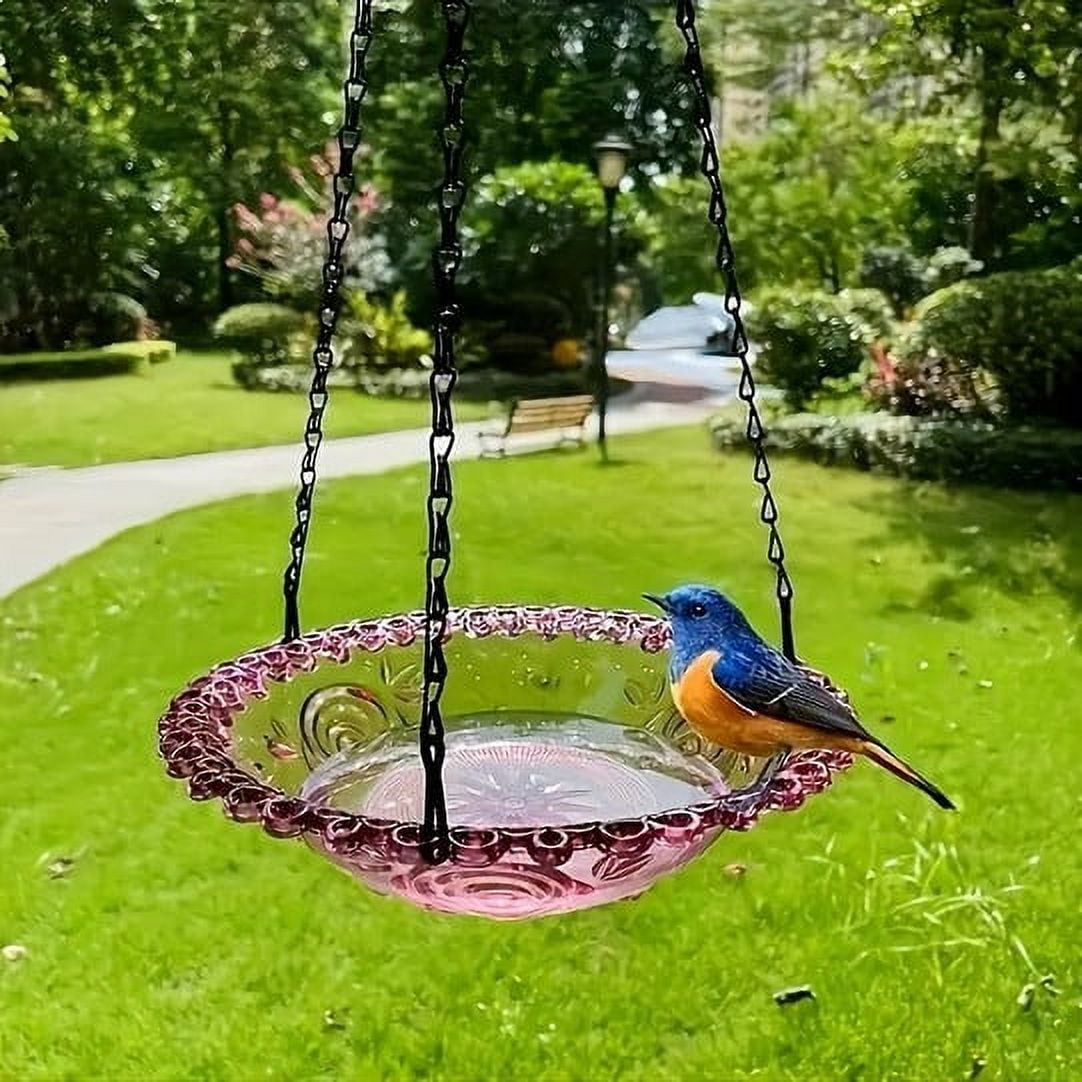 PALIFEUR Bird Feeders for Outdoors Hanging Bird Feeder Wild Birds Feeder, Birdfeeders Outside Hanging, Wild Small Large Bowl Feeders for Garden (Diameter 15.7", Hight 1.97") Black