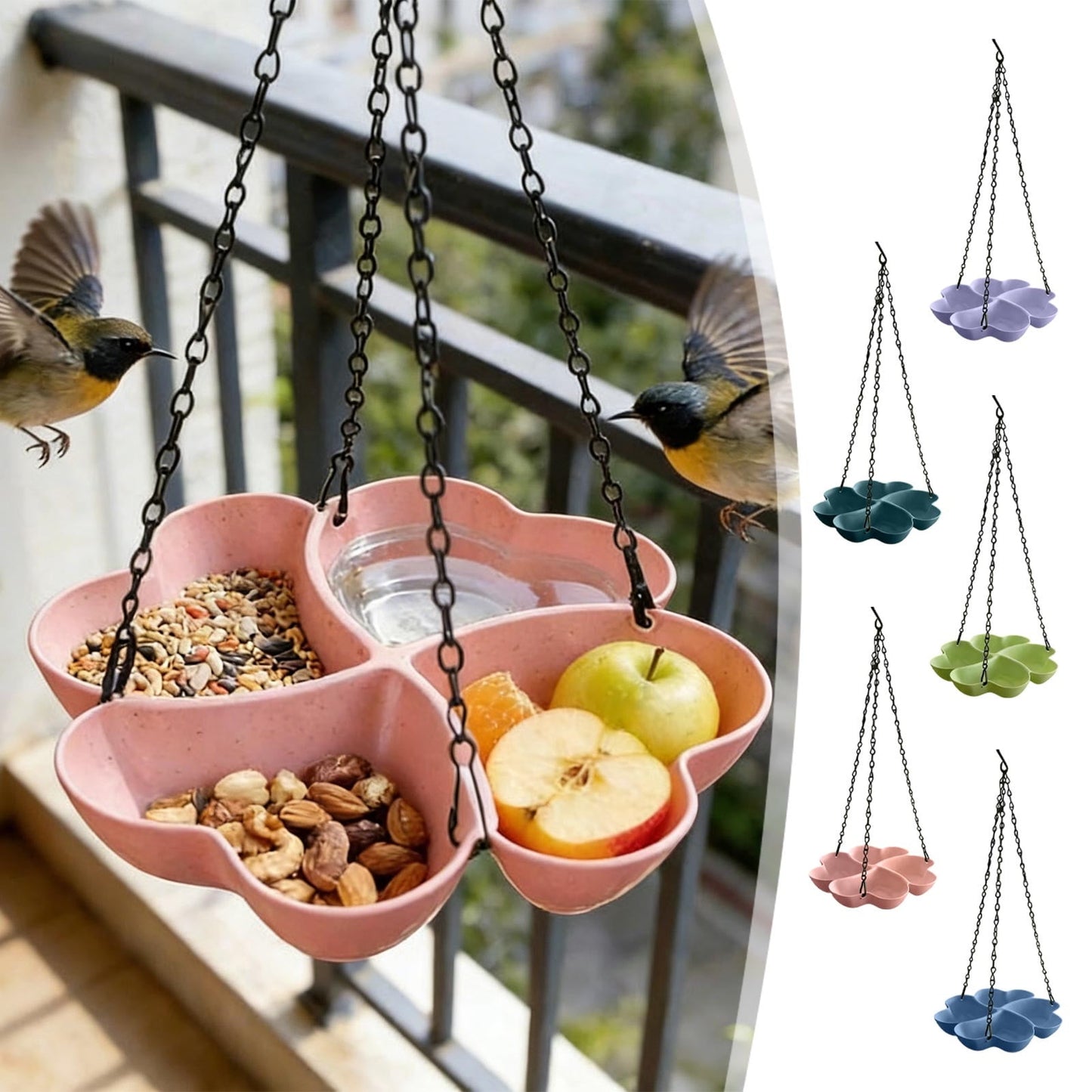 PALIFEUR Bird Feeders for Outdoors Hanging Bird Feeder Wild Birds Feeder, Birdfeeders Outside Hanging, Wild Small Large Bowl Feeders for Garden (Diameter 15.7", Hight 1.97") Q_Blue