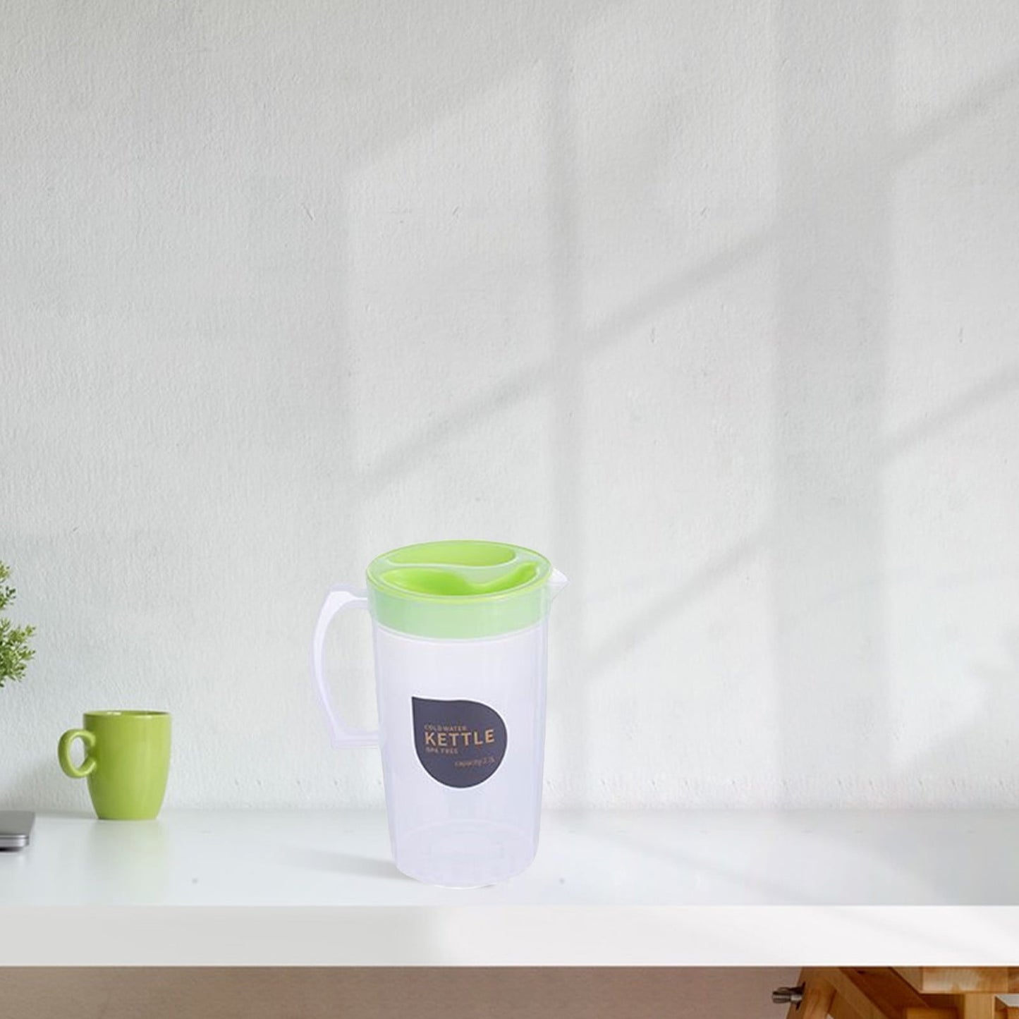 PALIFEUR Water Pitcher with Lid, 2.2 L Plastic Pitcher for Tea & Juice Water, Hot/Cold Water Jug, Tea Pitcher, Juice Pitcher for Kitchen Living Room, 8.74" x 5.52 Green