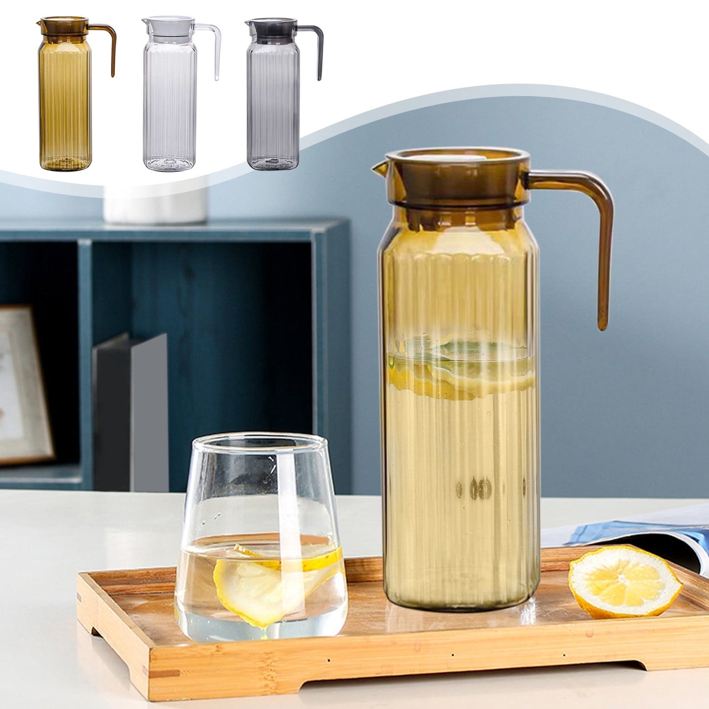 PALIFEUR Water Pitcher with Lid, 2 L Plastic Pitcher for Tea & Juice Water, Hot/Cold Water Jug, Tea Pitcher, Juice Pitcher, 13.5 x 7.2 x 4.7 Inch Z-3-Coffee