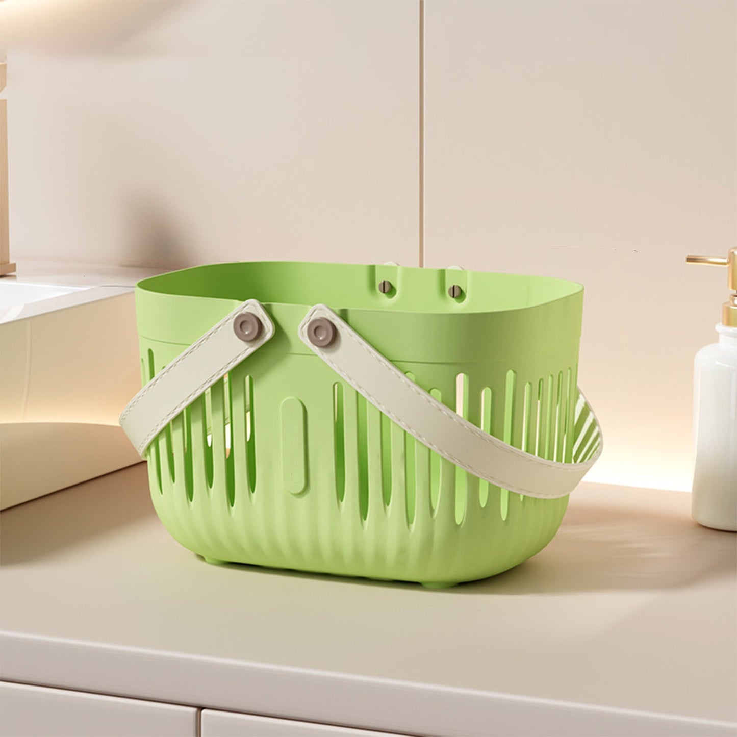 Xuniizn Plastic Shower Caddy Portable Bucket, Cleaning Shower Basket with Handle Compartments Storage Organizer for Bathroom Kitchen College Dorm Sink Green