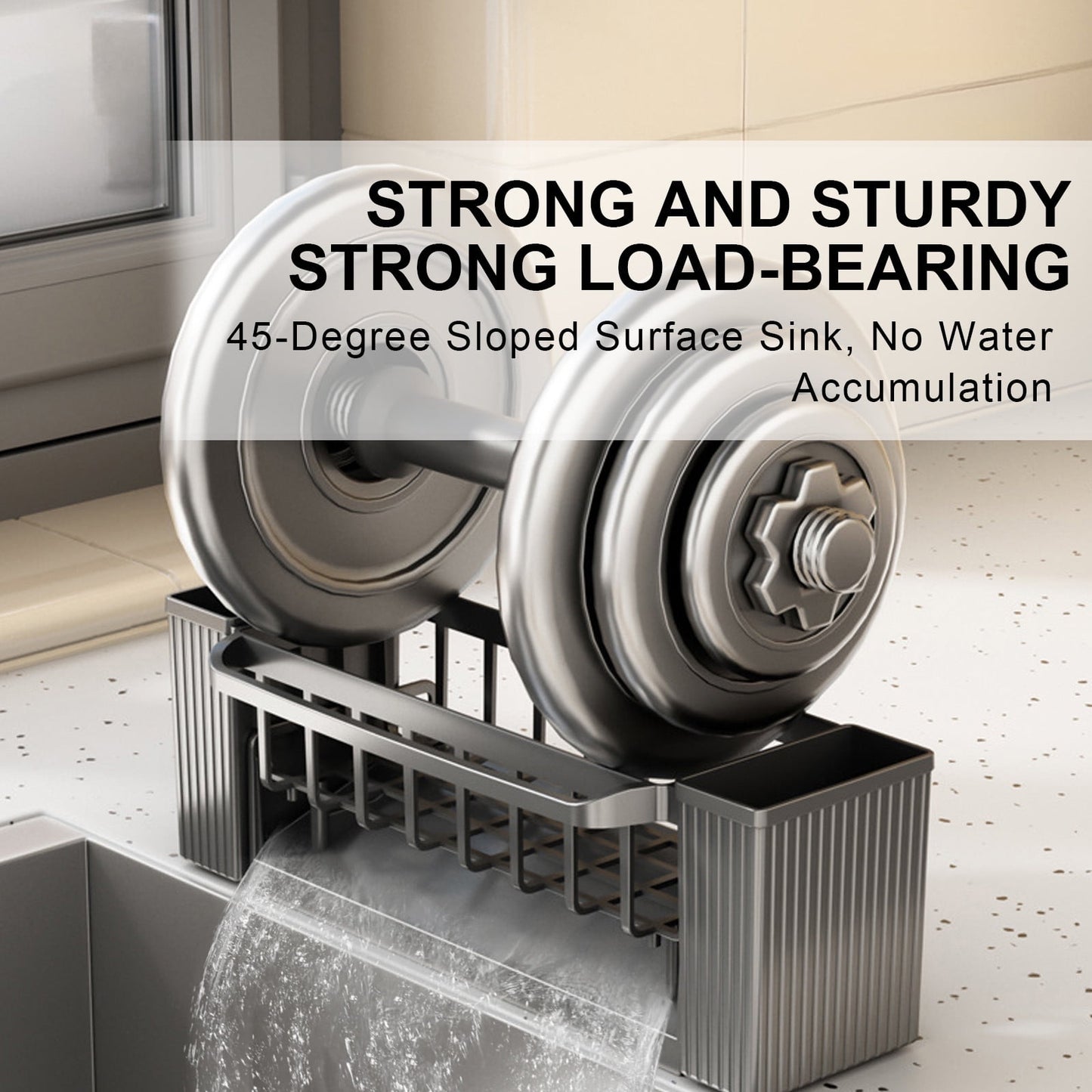 PALIFEUR Sponge Holder for Kitchen Sink, Kitchen Sink Organizer Rustproof 304 Stainless Steel Detachable Dishcloth Rack Sink Caddy, Kitchen Sponge Holder Bathroom Organizer Brush Holder Storage XC_#Gray