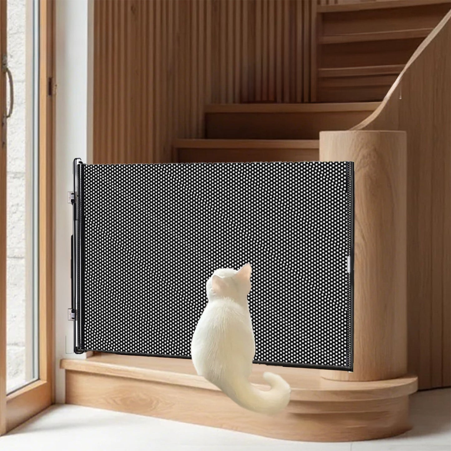 PALIFEUR Retractable Baby Gates for Stairs, 50"Wide Dog Gate for Doorways, 16"/20"Tall No-Punch Jumping Proof Pet Fence Safety Essentials for Stairs, Toddler, Dogs, Pets, Indoor Outdoor L