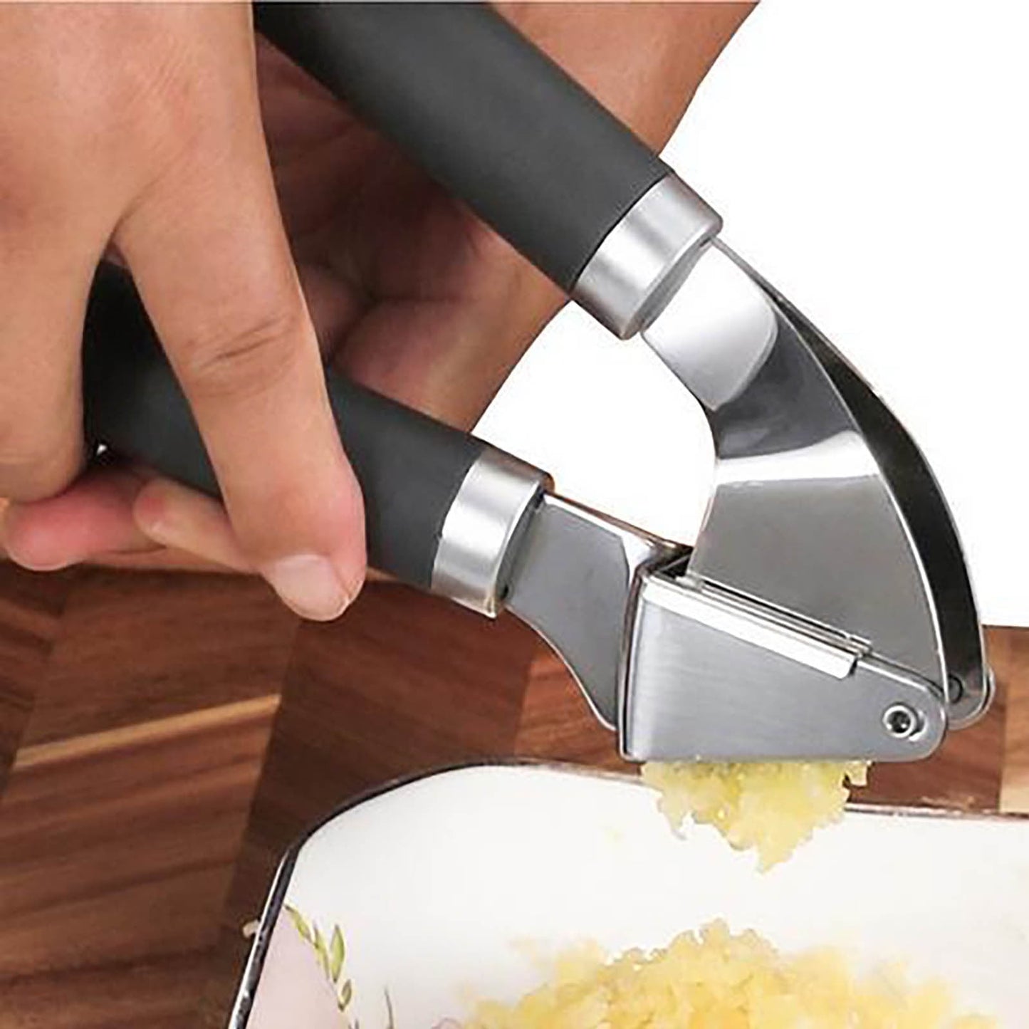 Stainless Steel Garlic Press Rocker, Garlic Mincer With Studs, Heavy Duty Garlic Chopper, Effective Garlic Peeler, Easy to Clean Kitchen Gadget for Minced Garlic, Dishwasher Safe 【Best Seller】E