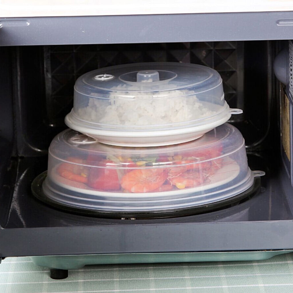 Danhjin 2PCS Microwave Splatter Cover for Food,Clear Like Glass Microwave Splash Guard Cooker lid,Dish bowl Plate Serving Cover with Steam Vent,BPA-Free,Saft