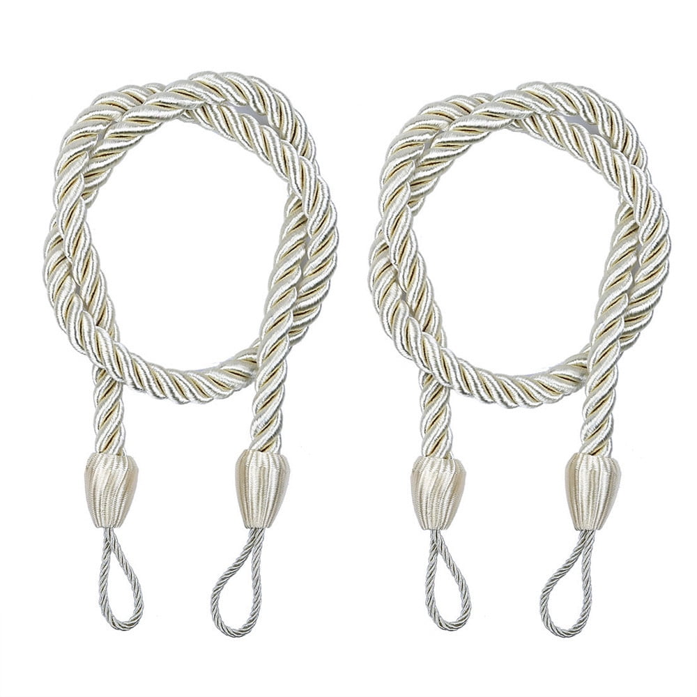 LSLJS Curtain Tiebacks Clearance Under $5! Curtain Holdbacks, 2PCS Curtain Tie Backs for Curtains, Ropes Tie Backs for Curtain Cord Buckle Tiebacks Tie Backs Beige