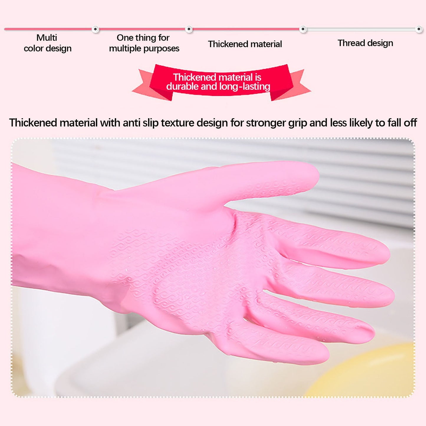 LSLJS Rubber Gloves, Cleaning Gloves, Dishwashing Gloves, Kitchen Gloves for Washing Dishes, Household Reusable Gloves for Cleaning, Dishwasher Safe Flower Print Dish Gloves Medium Pink On Clearance M Blue-Plush
