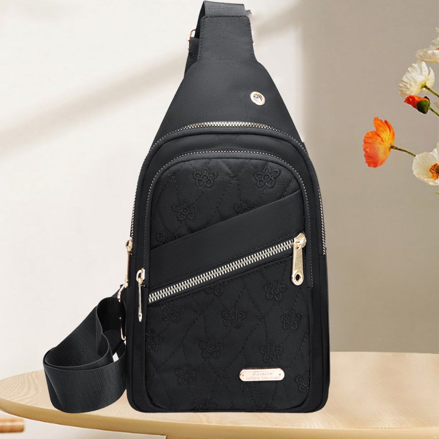 Suncoda Sling Bag for Women, Crossbody Sling Backpack Small Sling Bag Multipurpose Crossbody Shoulder Bag Travel Hiking Backpack, Sling Bag for Men #5-Black