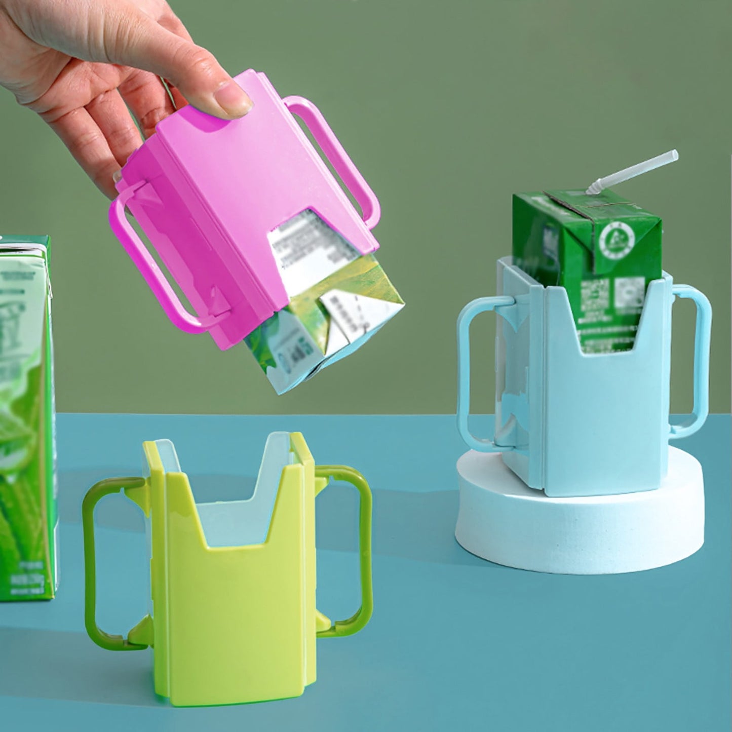 JWDX Juice Box Holder Clearance, 2025 Japanese and Korean Infant Water Cup Holder Carton Milk Adjustable Anti Spill Container Baby Milk and Water Cup Holder A