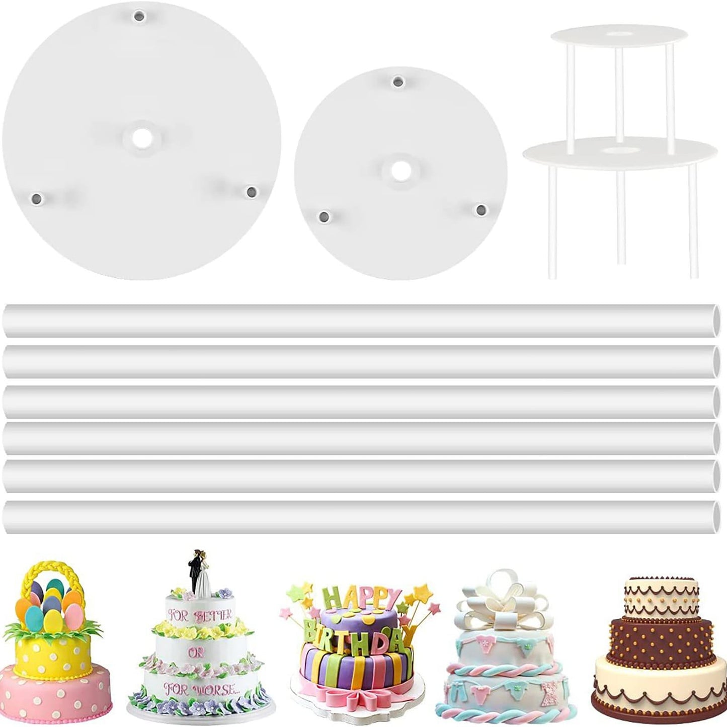JWDX Cake Inserts Clearance, Double Layer Cake Pile Support Cushion Floating Cake with High Pile Support Gasket Baking WH4