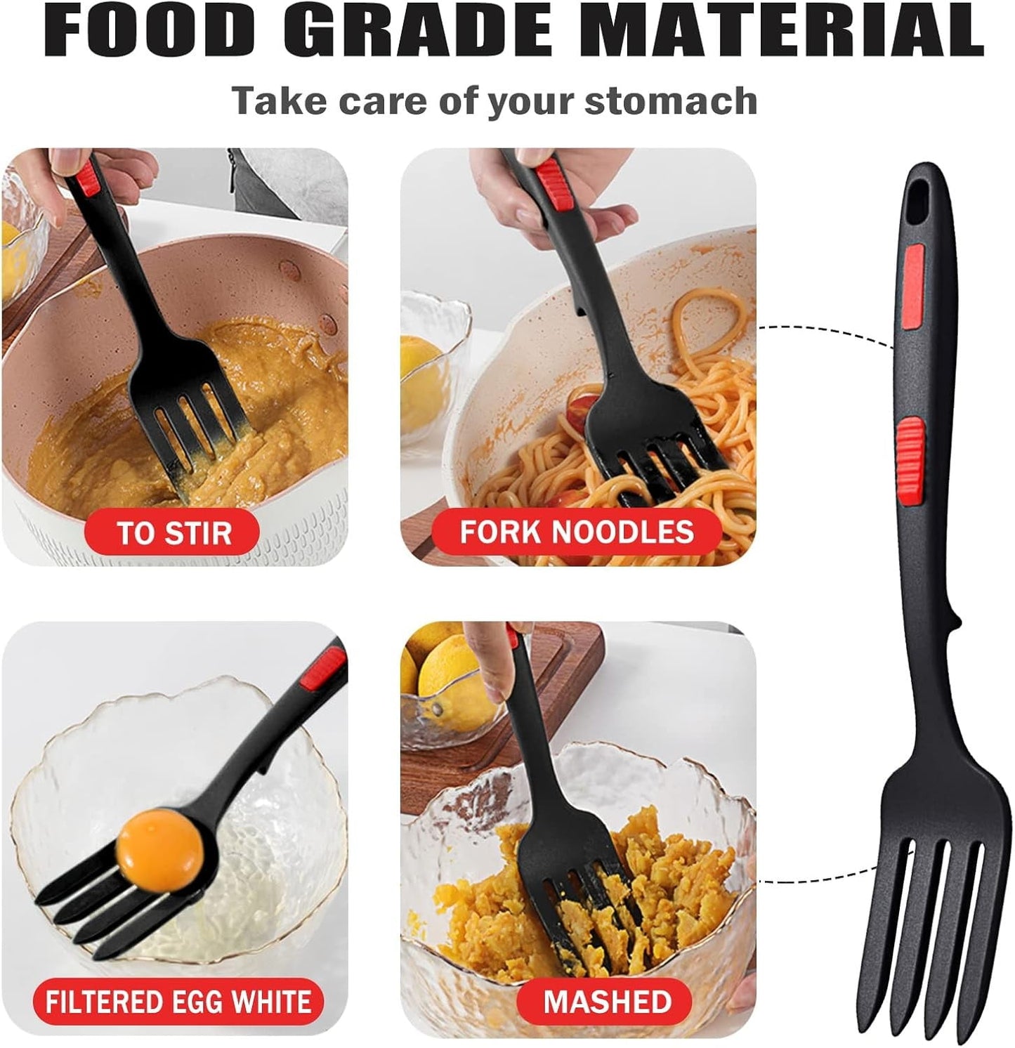 JWDX Cooking Utensils Clearance, 2Pcs Silicone Flexible Fork Heat Cooking Fork Tools Dishwasher Kitchen Fork Kitchen Non Stick Fork for Bake and Stir Mix Ingredients Whisk Eggs As shown