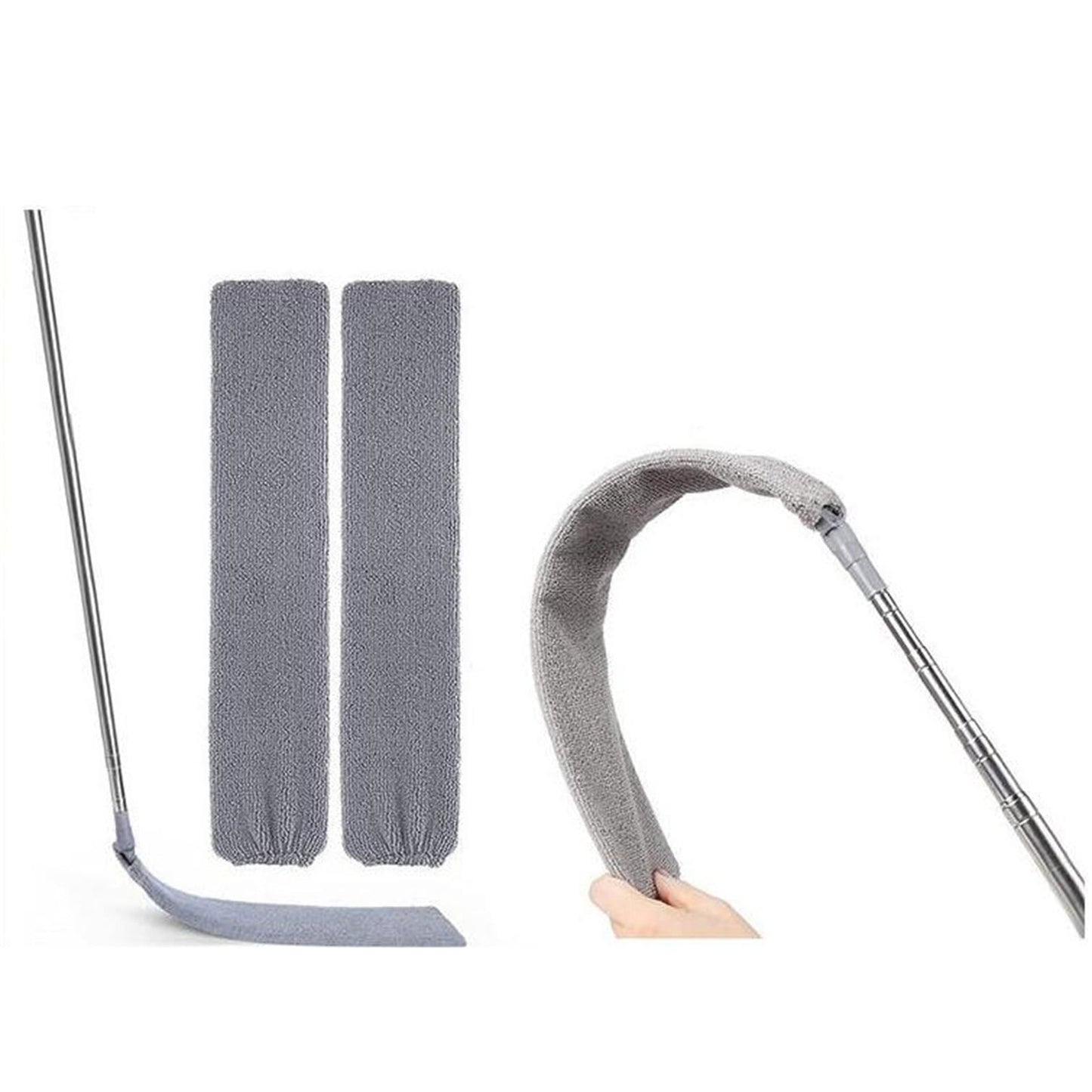 JWDX Dusting Duster Clearance, Retractablegap Dust Brush with 3 Pieces of Superfiber Dust Cloth Long Handle Retractable to 112 Inches Washable for Cleaning Appliances Furniture Sofas As shown