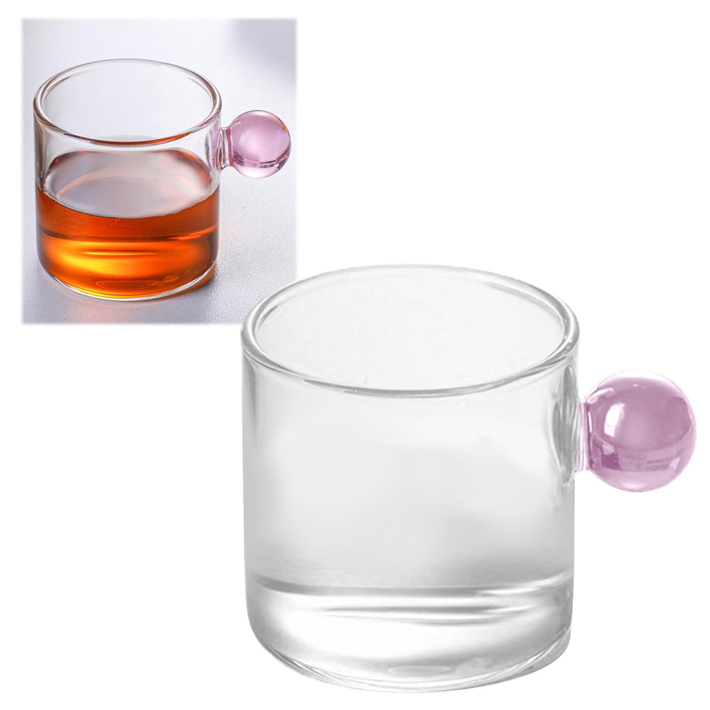 JWDX Glass and Bottle Clearance, Glass Tea Cup Mini Pitcher Milk Creamer Coffee Jar Glass Heatable Pot Saucepan Server Dipping Bowls with Handle Pink