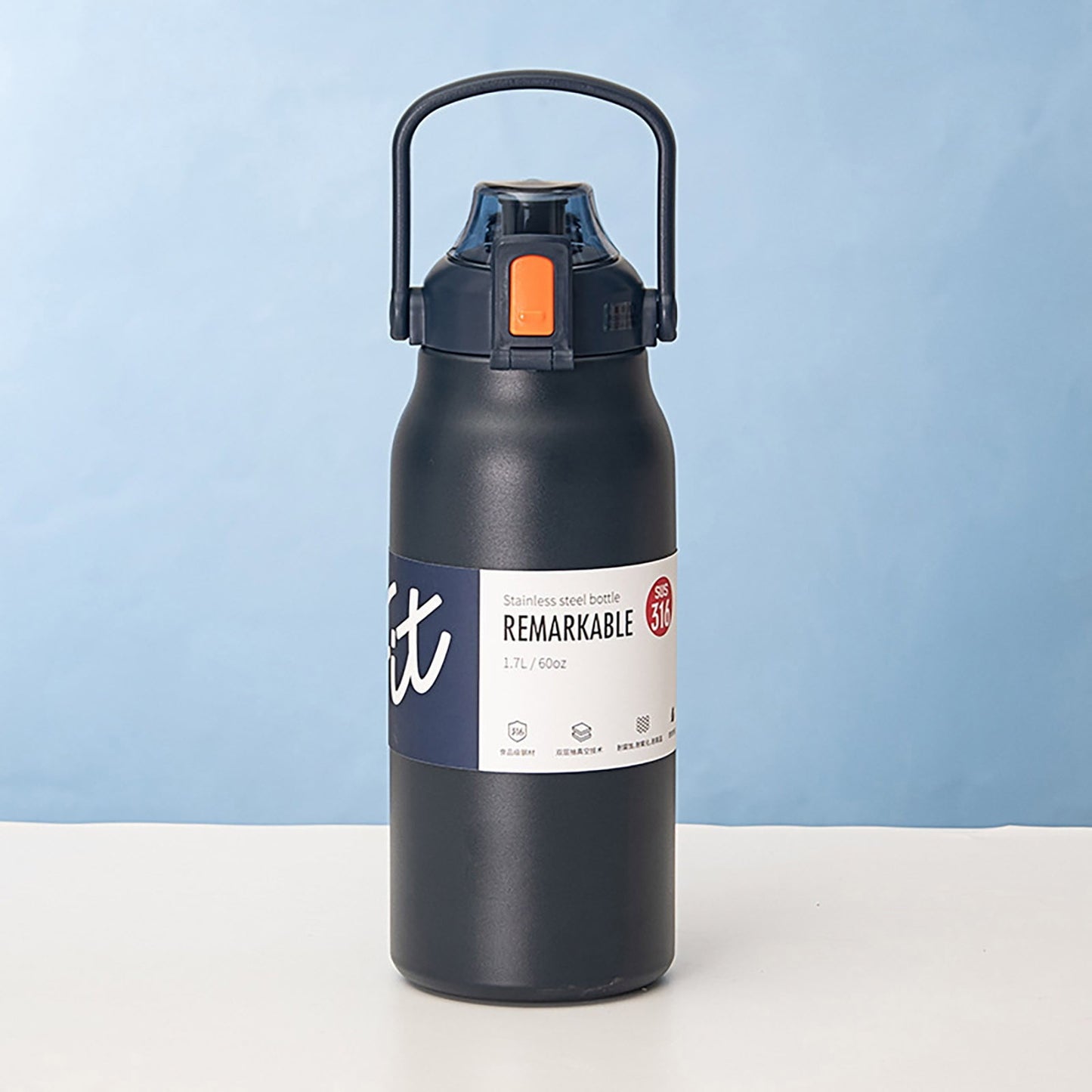 JWDX Glass and Bottle Clearance, Stainless Thermal Water Bottle Thermoses Vacuum Flask with Tumbler Portable Cold Hot Drinks Cup Fitness Cute (Size : 1300Ml) Blue