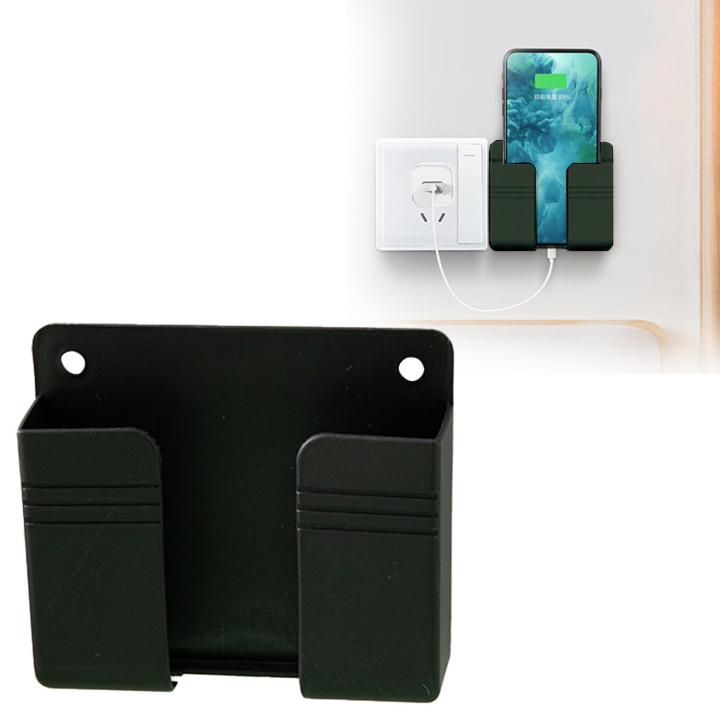 JWDX Rack Clearance, Wall Mount Phone Holder Phone Stand with Self Adhesive. Phone Holder for Shower Charging and Rv for Iphone and Android Black
