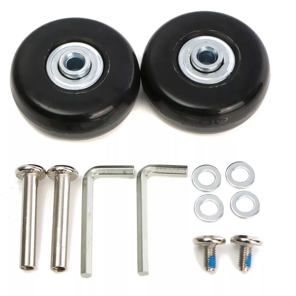 JWDX, 1 Pair of Wheels (Two) Replacement Wheels for Suitcase Rubber Wheels Replacement Wheels Wheel for Trolley Hard Case Wheels with 1 Pairs of 6 Mm Ball Bearings Spare Parts Kit One Size Black