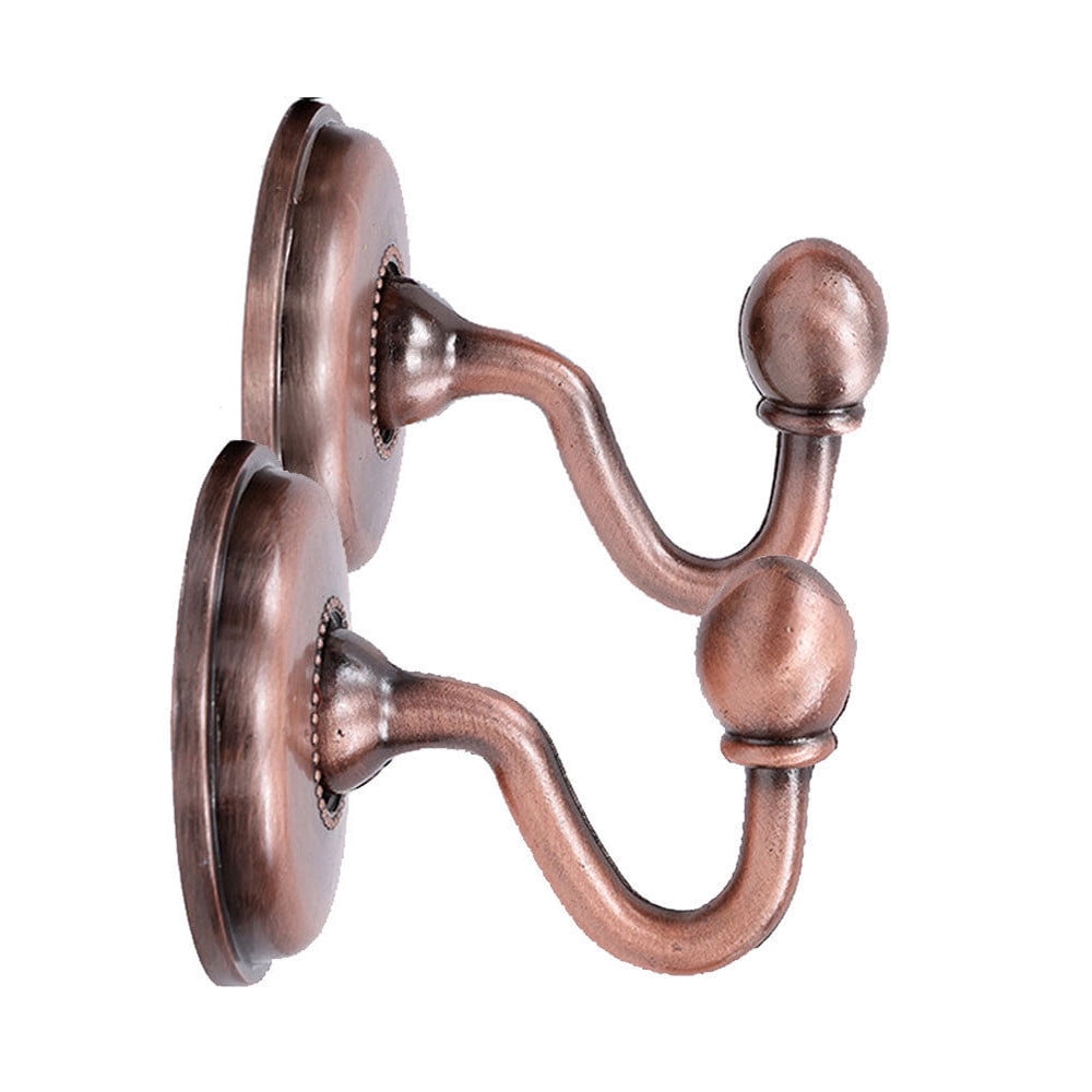 European Style Coat Hook Wall Hook A19 Red Bronze 2Pc European Style Coat Hook Wall Hook, 4Pc Screws 2X Metal Curtain Holdback Wall Tie Back Hooks Hanger Holder Window Curtain Hooks JWDX One Size Rose Gold